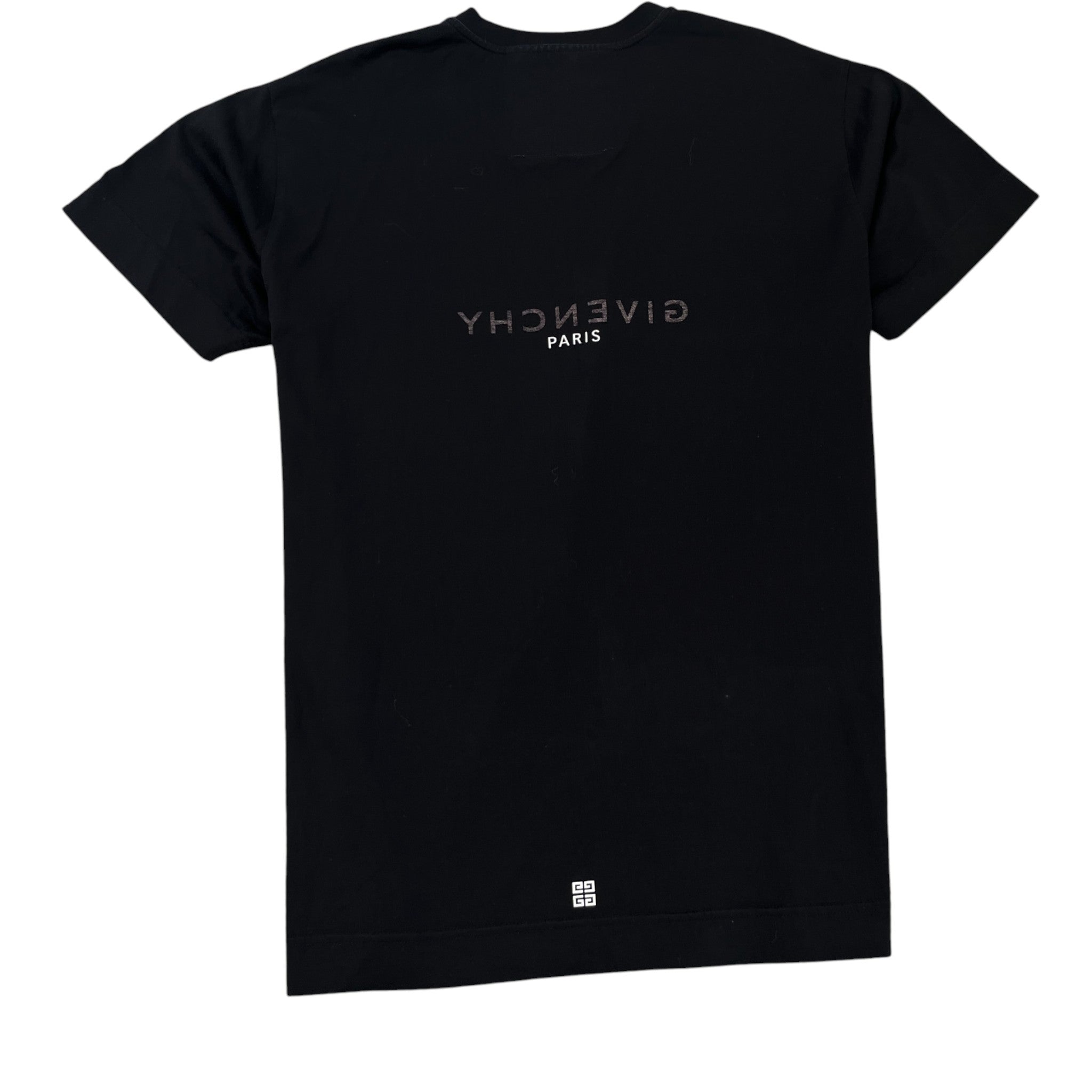 Men's Oversized Reverse Logo Print T-Shirt Black Size S