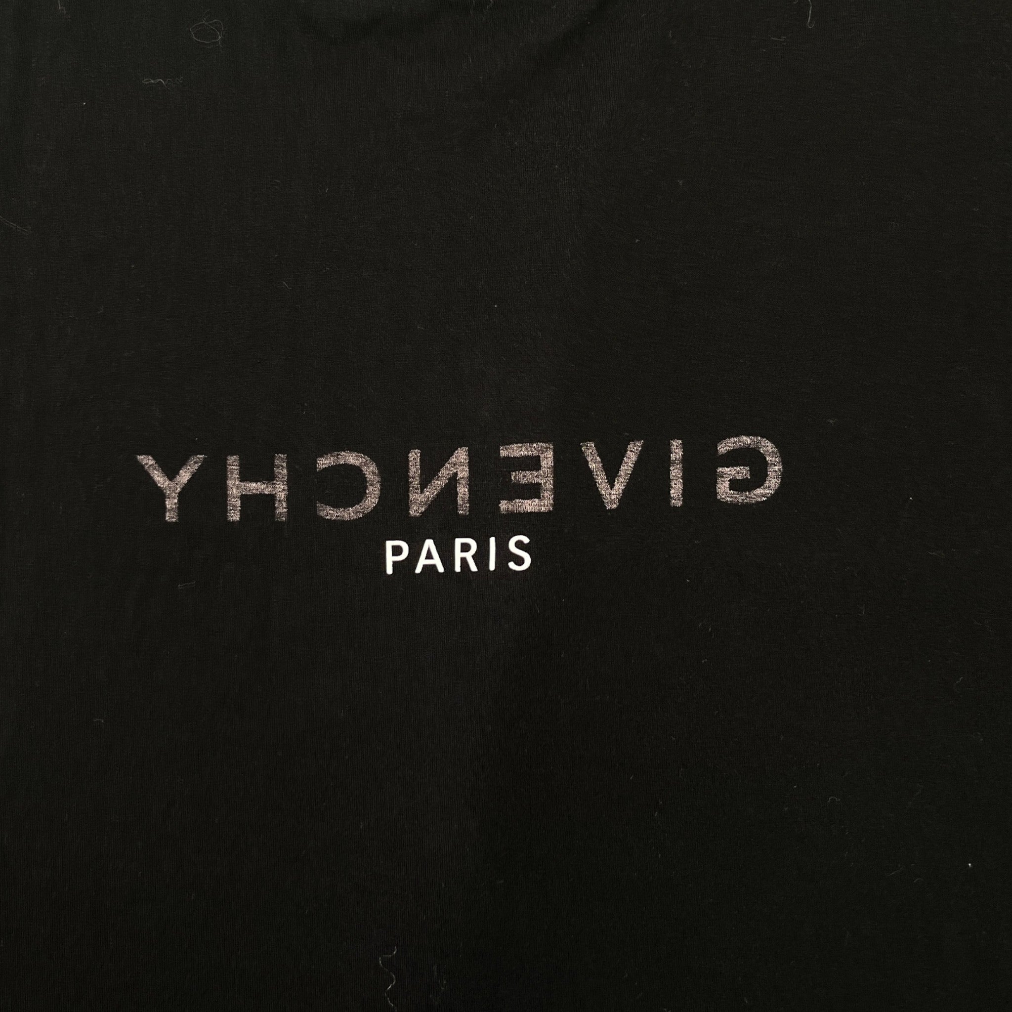 Men's Oversized Reverse Logo Print T-Shirt Black Size S