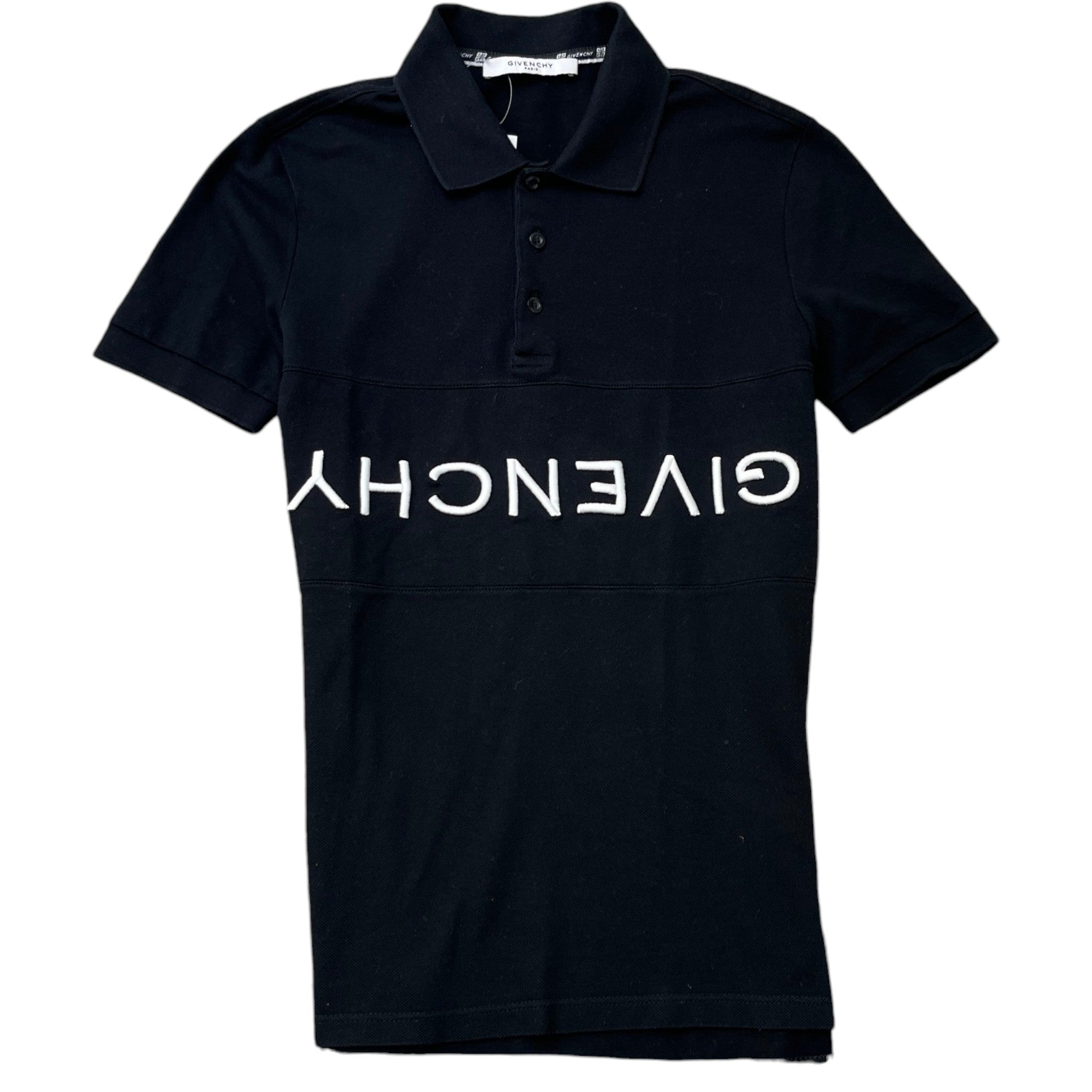 Men's Embroidered Logo Polo Shirt Black Size XS