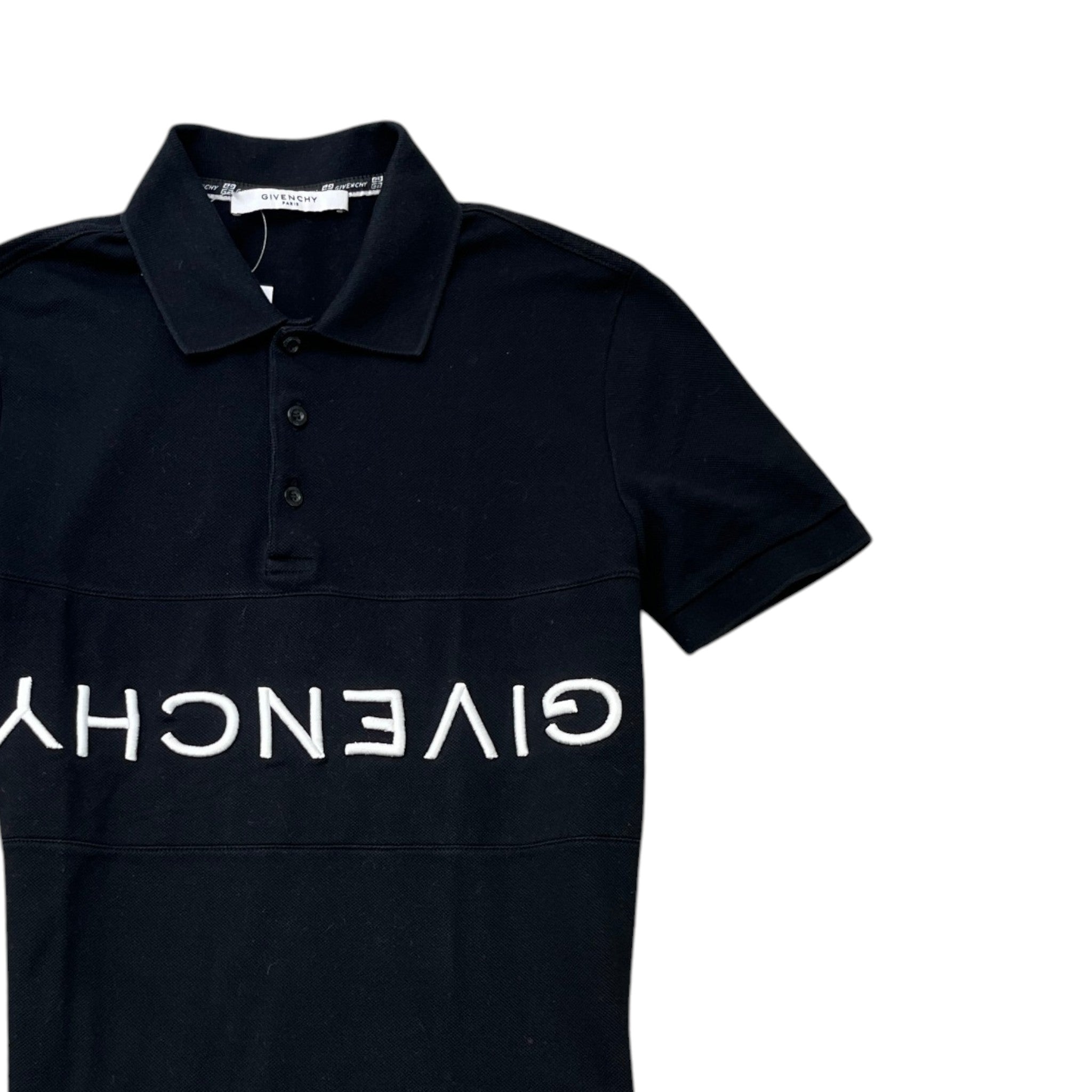 Men's Embroidered Logo Polo Shirt Black Size XS