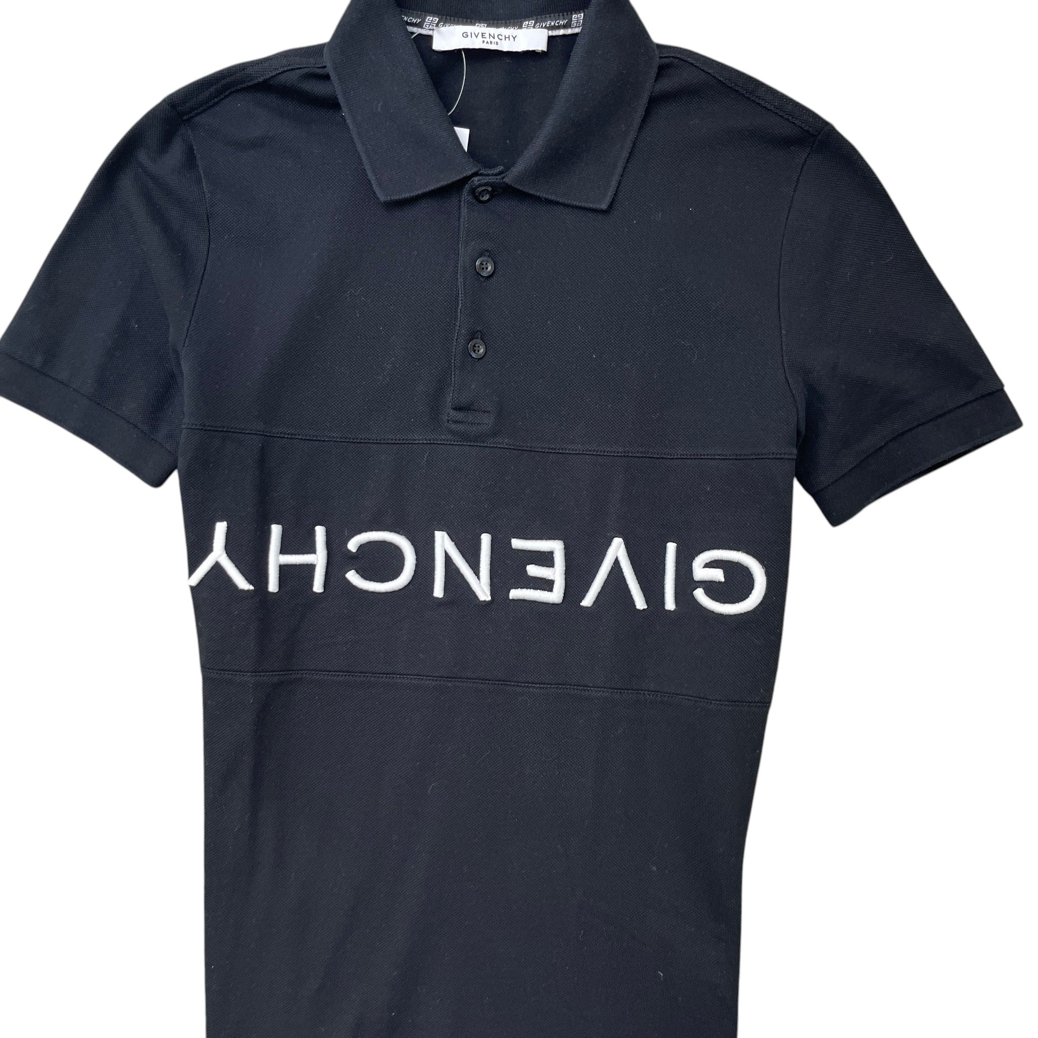 Men's Embroidered Logo Polo Shirt Black Size XS