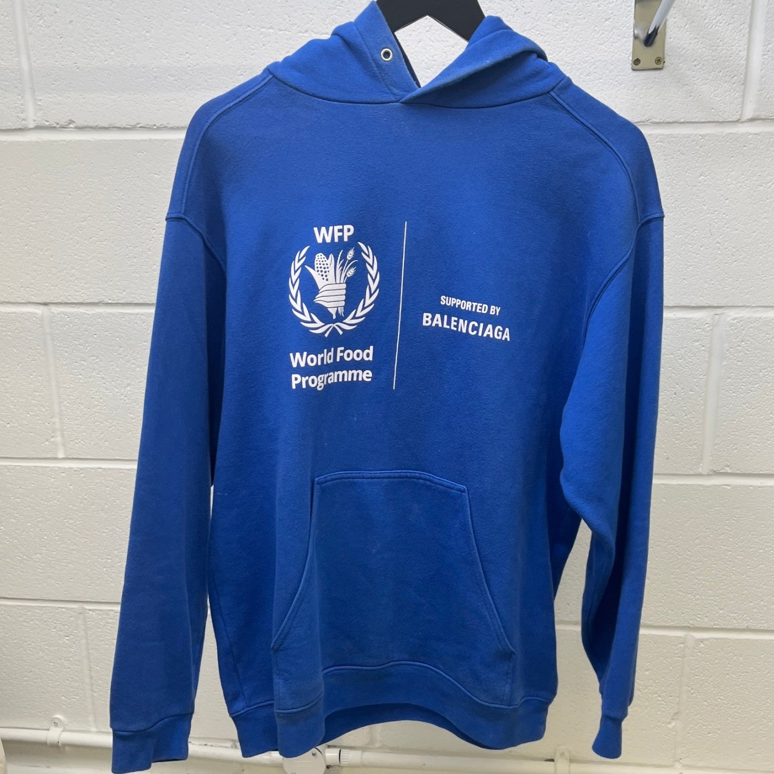 Men's World Food Programme Print Hoodie Blue Size XS
