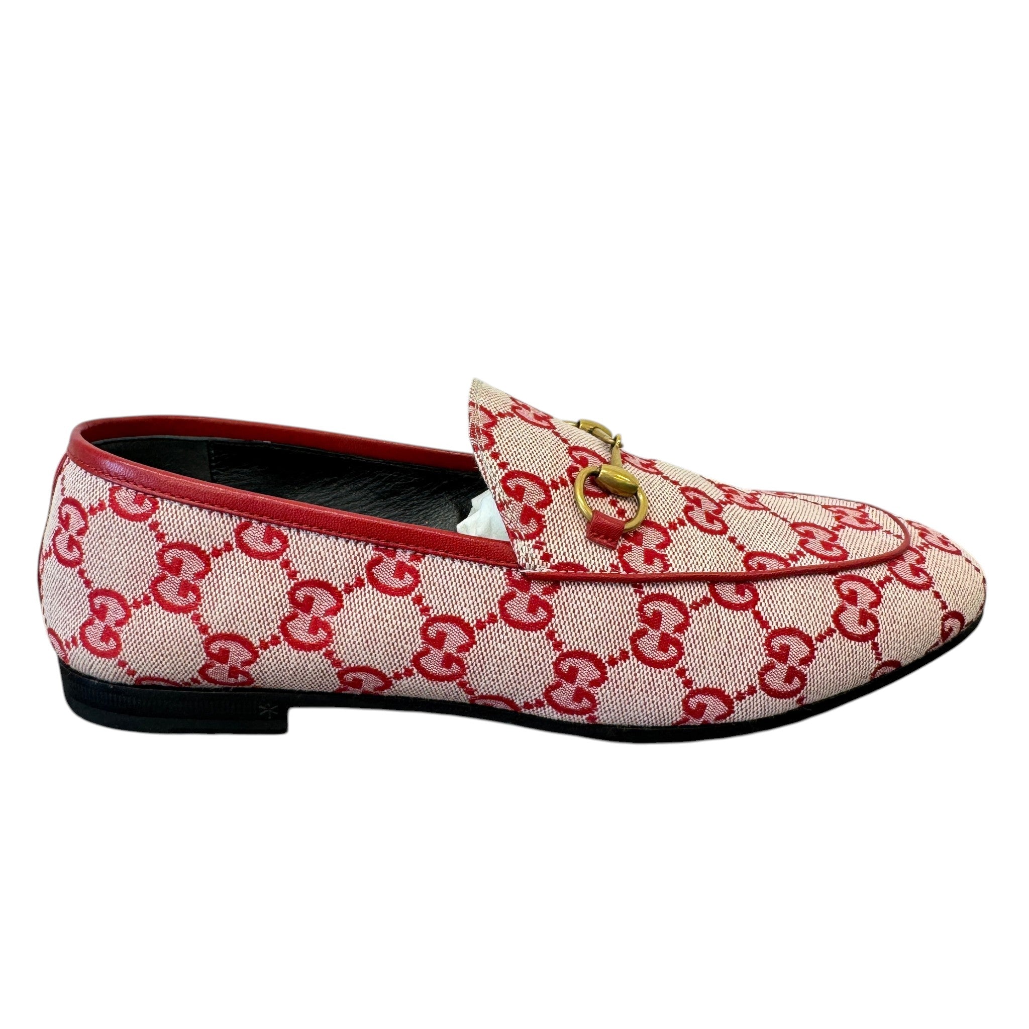 Women's Gg Monogram Jordaan Canvas Loafers Red Size EU 38 / UK 5