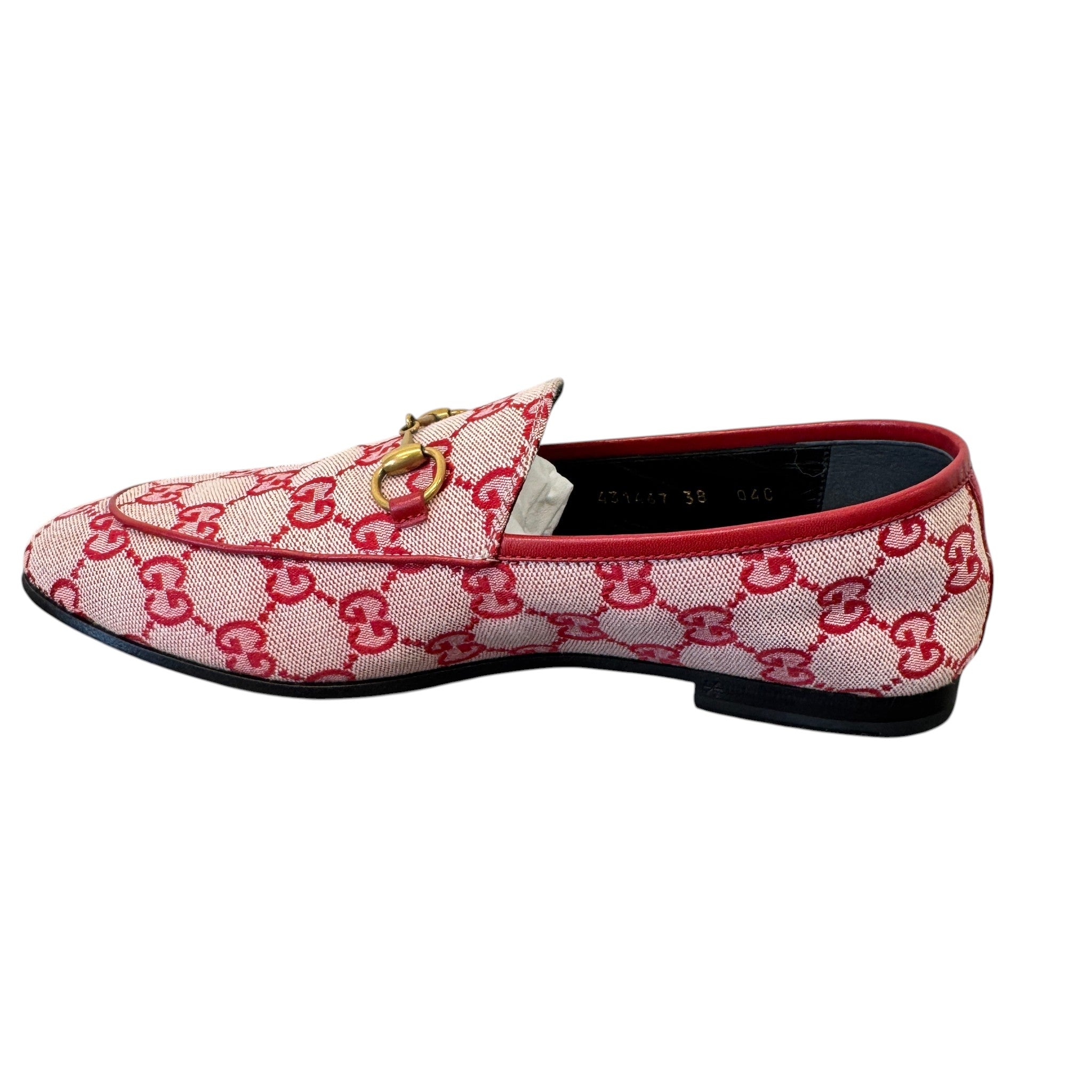 Women's Gg Monogram Jordaan Canvas Loafers Red Size EU 38 / UK 5