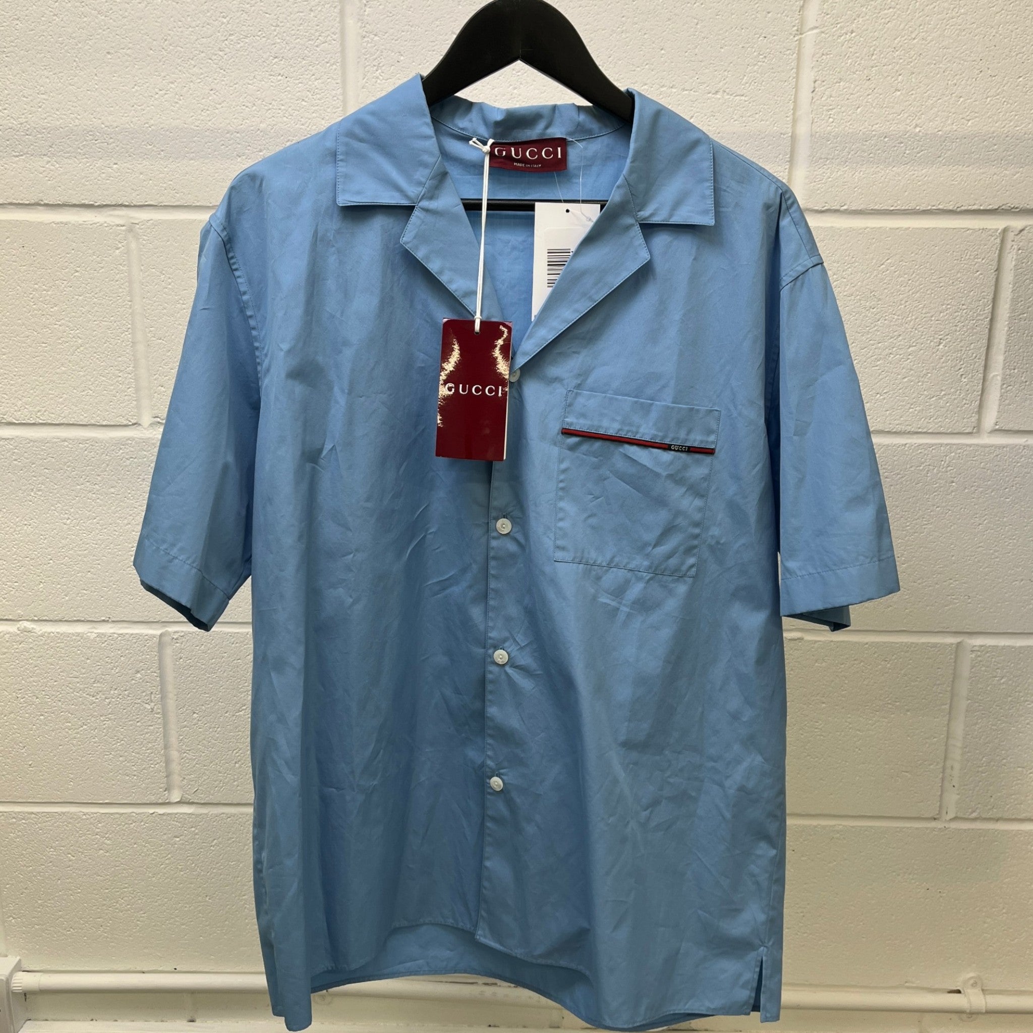 Men's Pocket Logo Short Sleeve Shirt Blue Size IT 50 / UK L