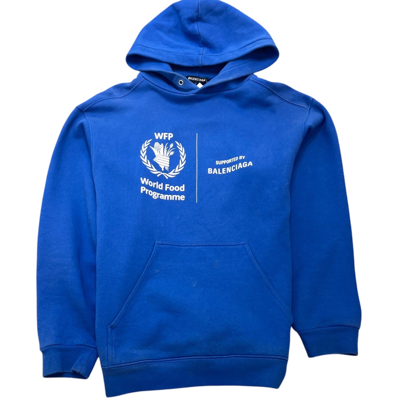 Men's World Food Programme Print Hoodie Blue Size XS