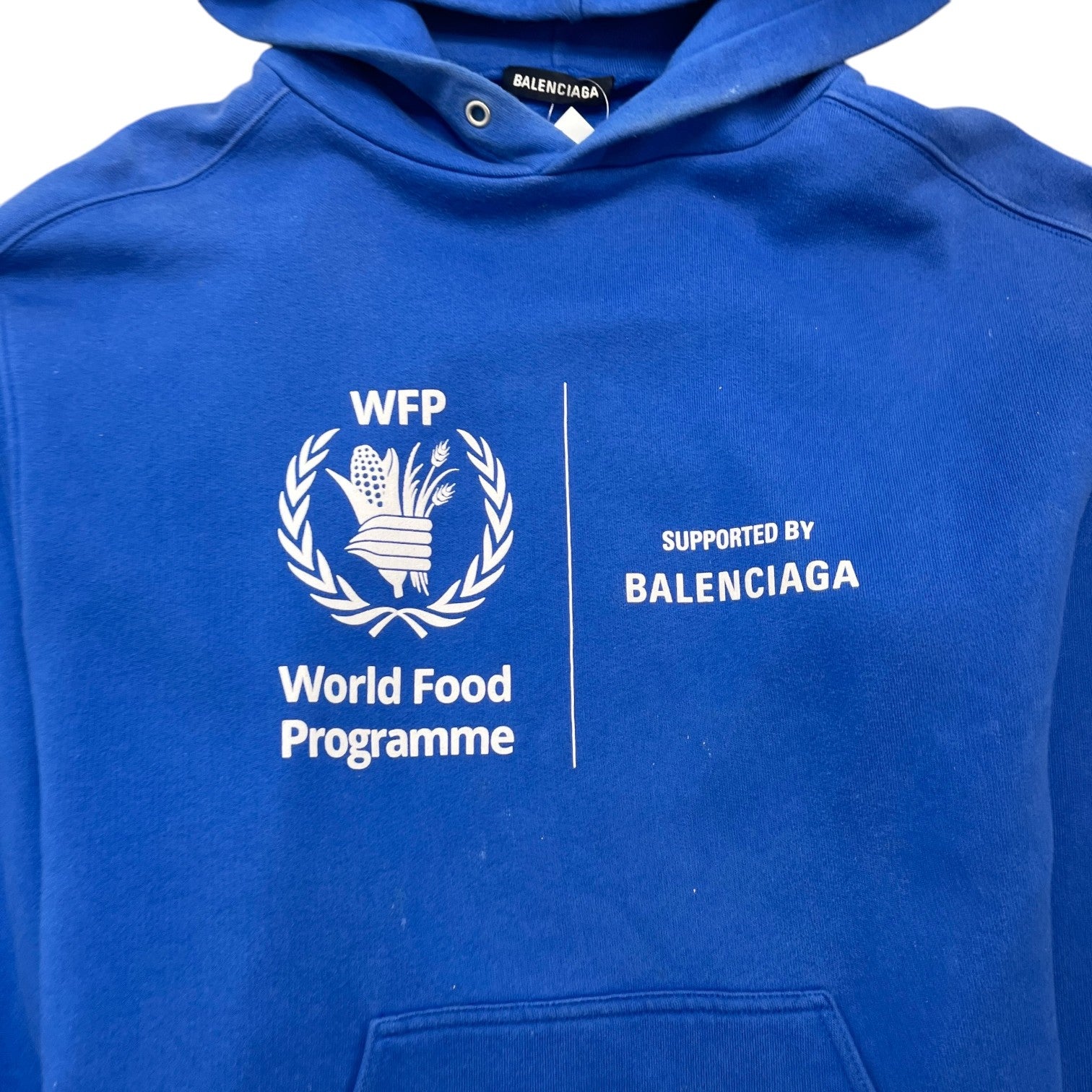 Men's World Food Programme Print Hoodie Blue Size XS