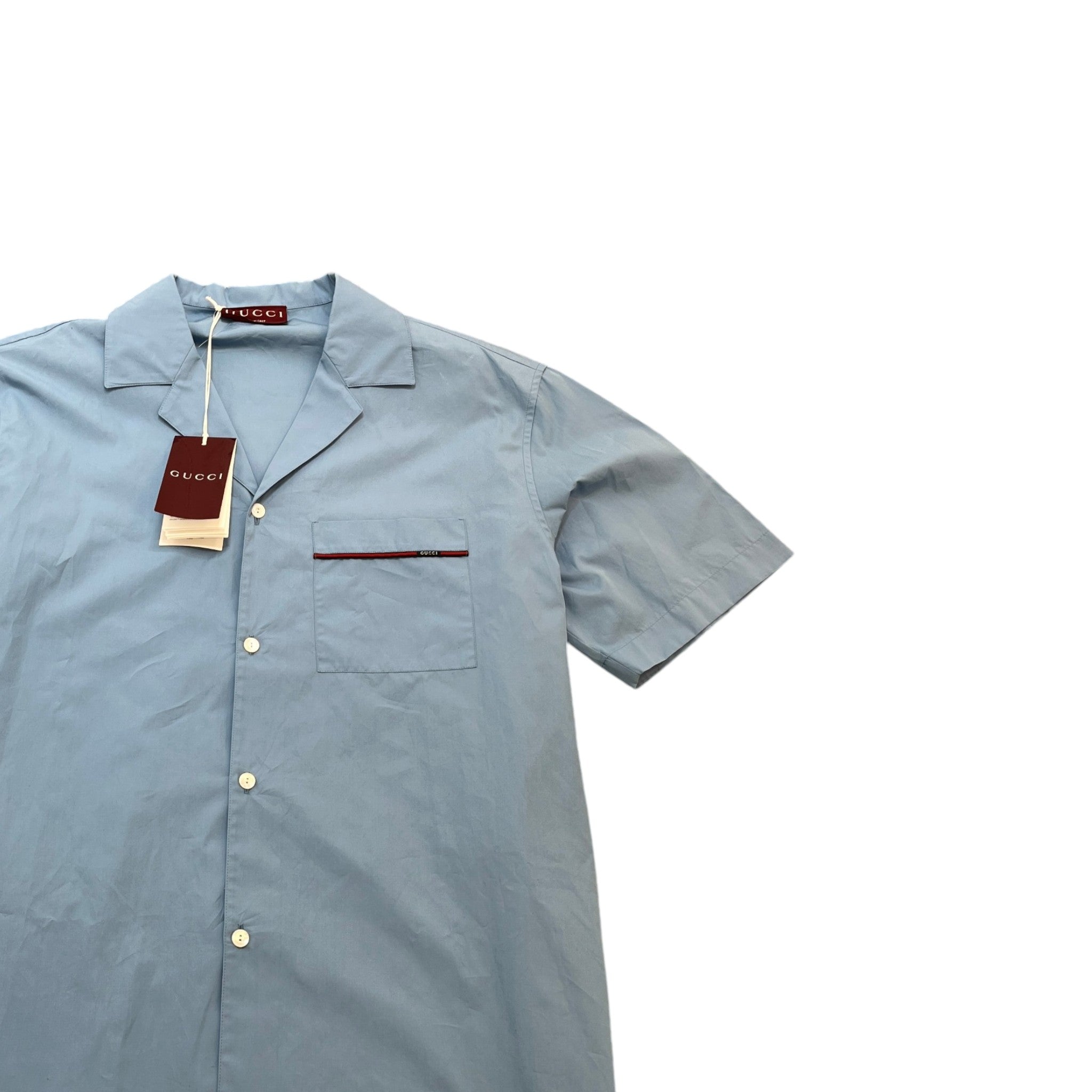 Men's Pocket Logo Short Sleeve Shirt Blue Size IT 50 / UK L