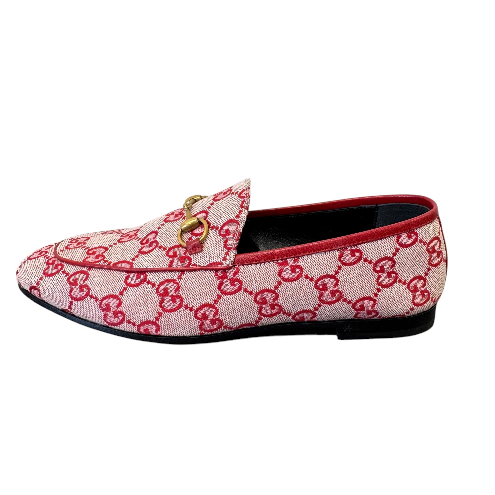 Women's Gg Monogram Jordaan Canvas Loafers Red Size EU 38 / UK 5
