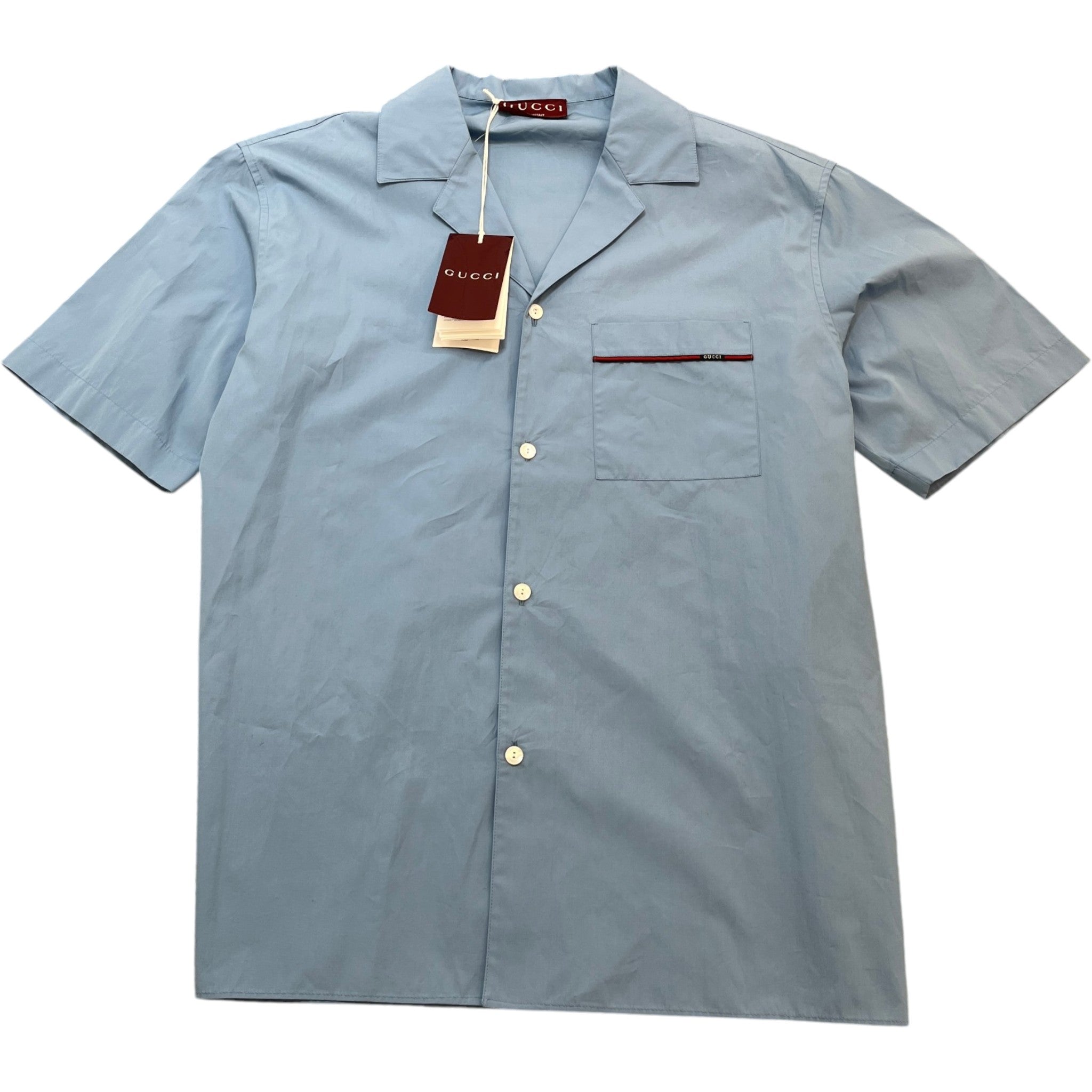 Men's Pocket Logo Short Sleeve Shirt Blue Size IT 50 / UK L