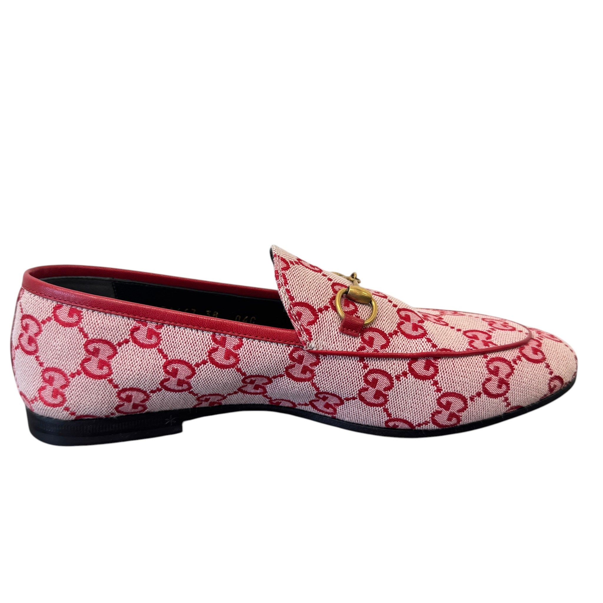 Women's Gg Monogram Jordaan Canvas Loafers Red Size EU 38 / UK 5