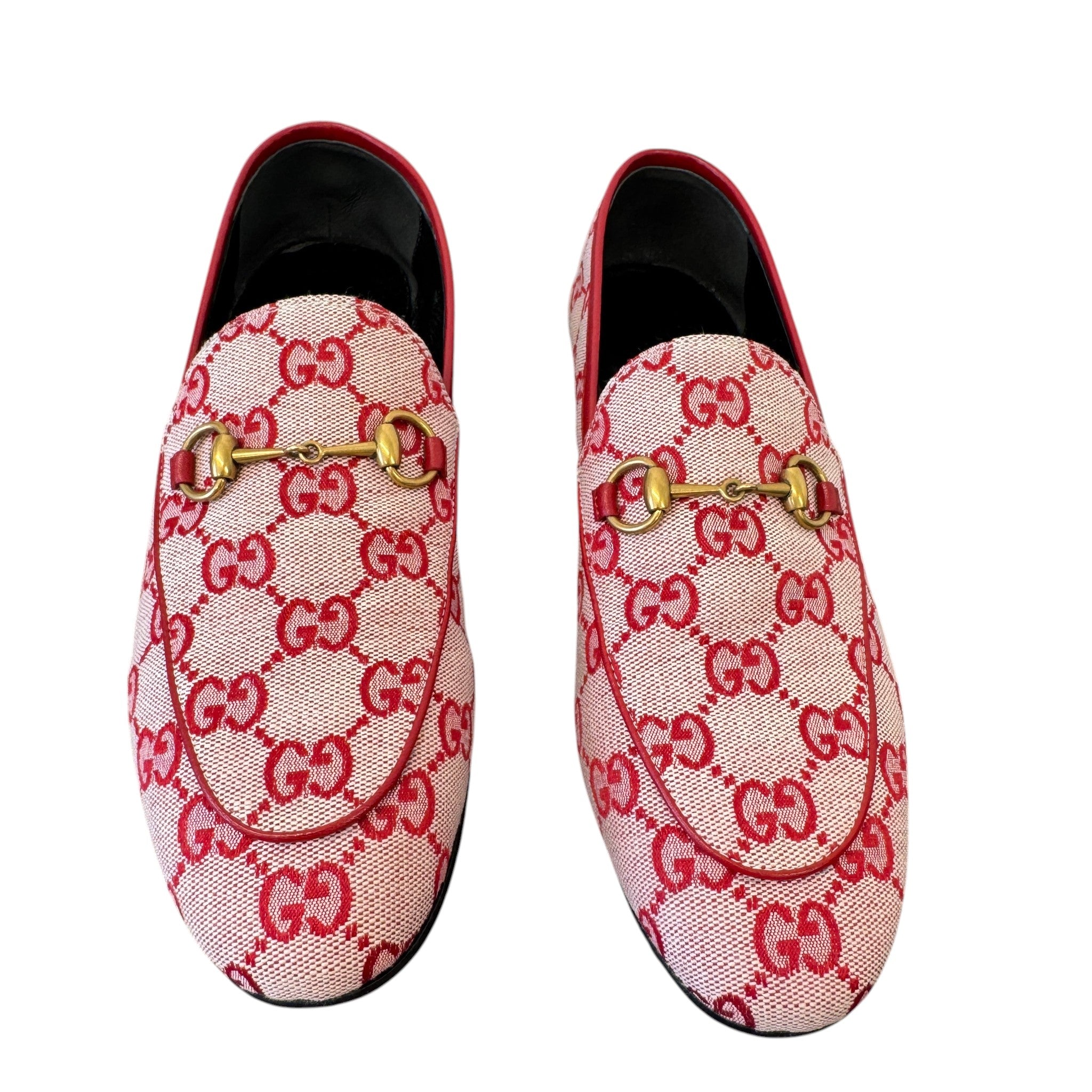 Women's Gg Monogram Jordaan Canvas Loafers Red Size EU 38 / UK 5