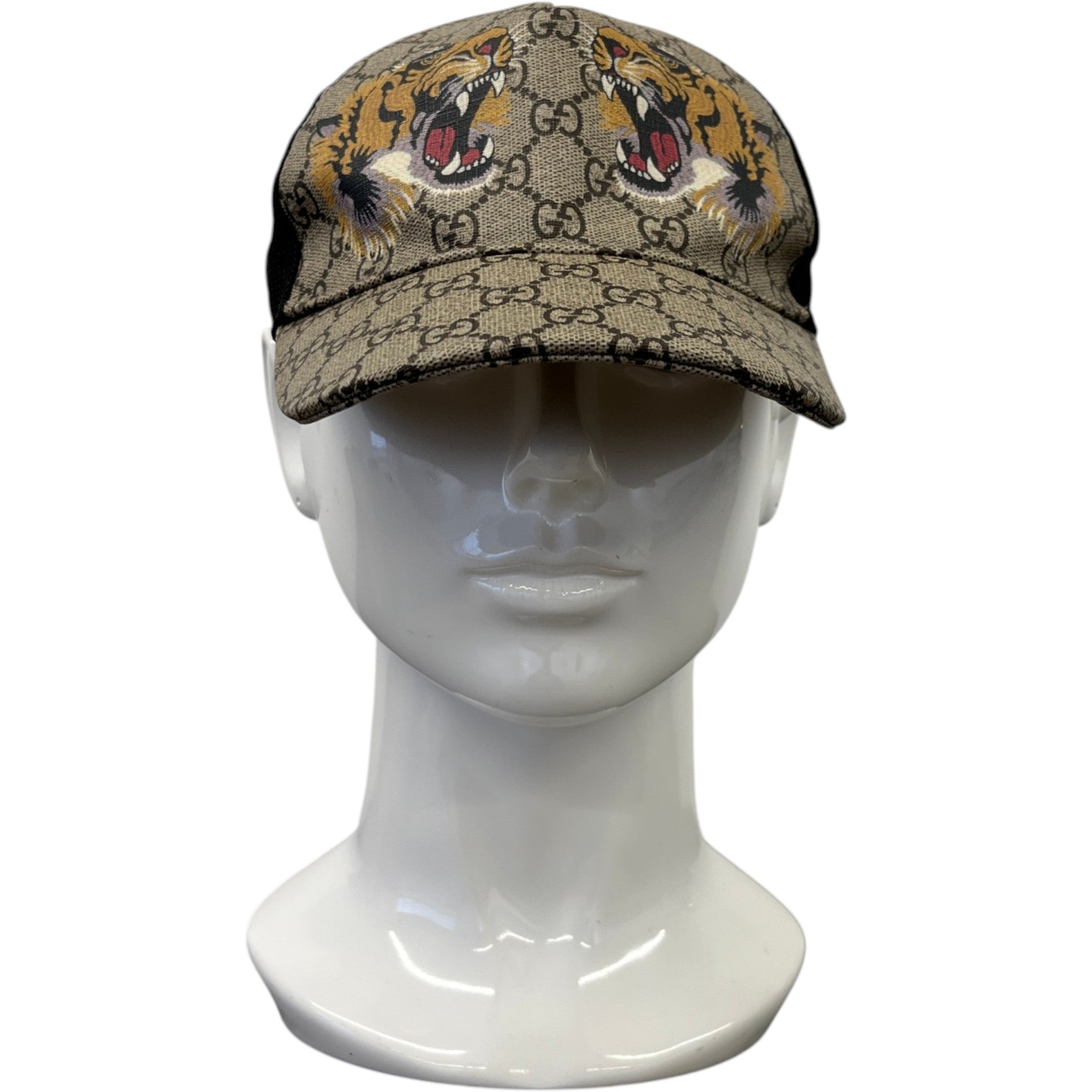 Men's Gg Supreme Tiger Cap Beige Size M