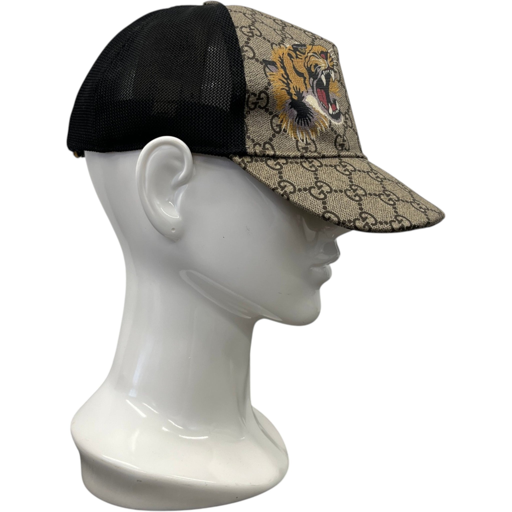 Men's Gg Supreme Tiger Cap Beige Size M