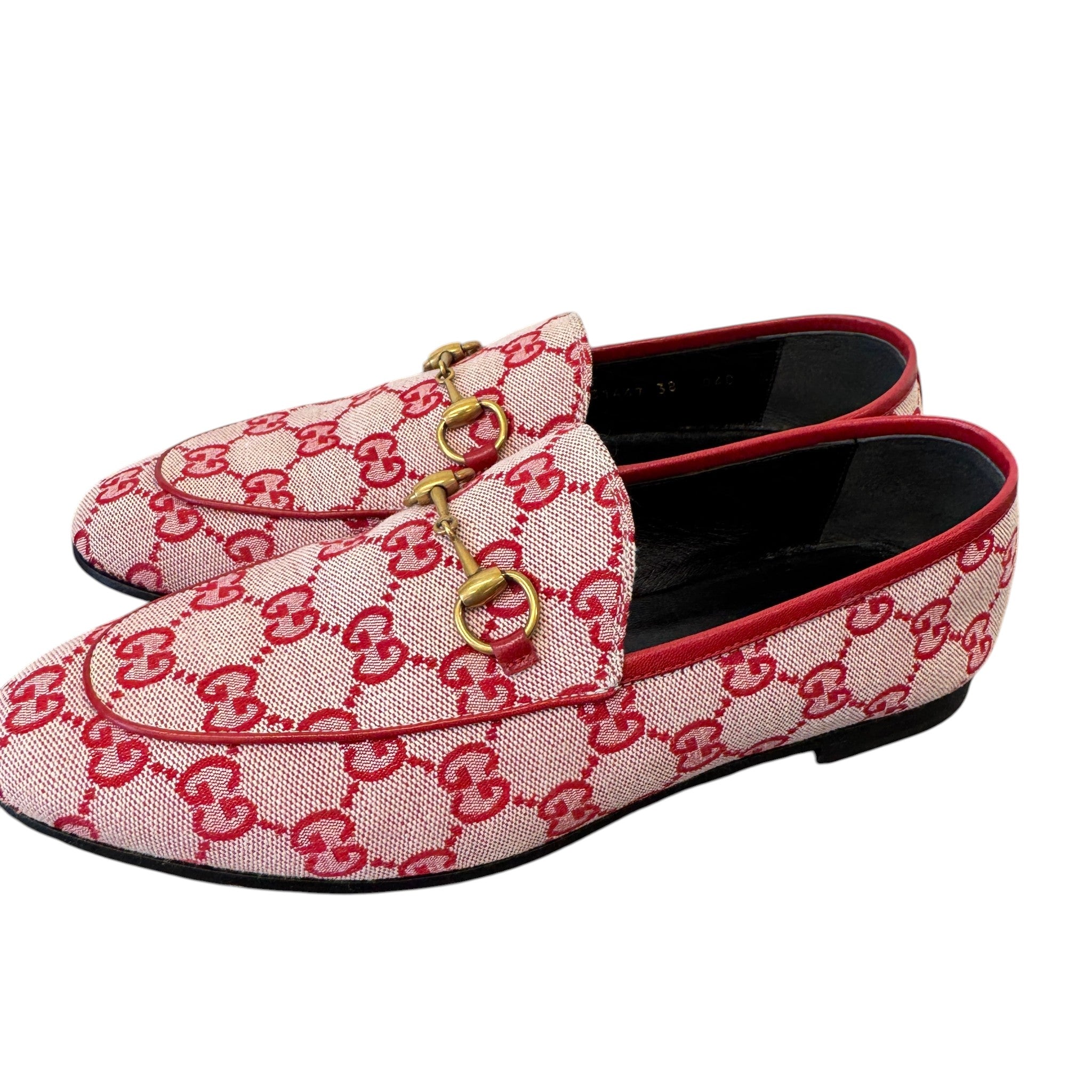 Women's Gg Monogram Jordaan Canvas Loafers Red Size EU 38 / UK 5