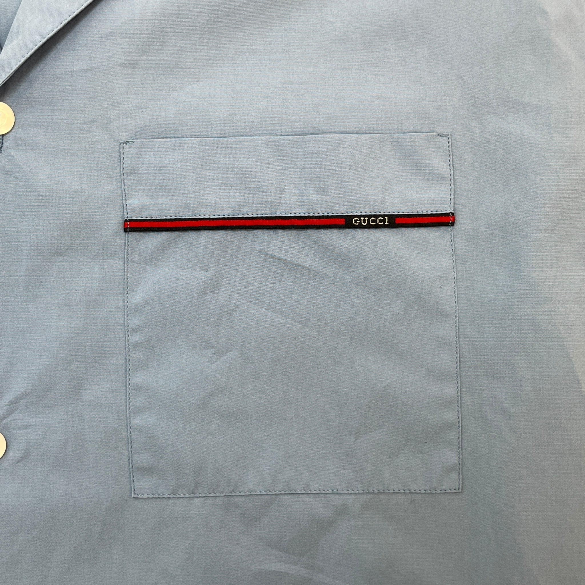 Men's Pocket Logo Short Sleeve Shirt Blue Size IT 50 / UK L