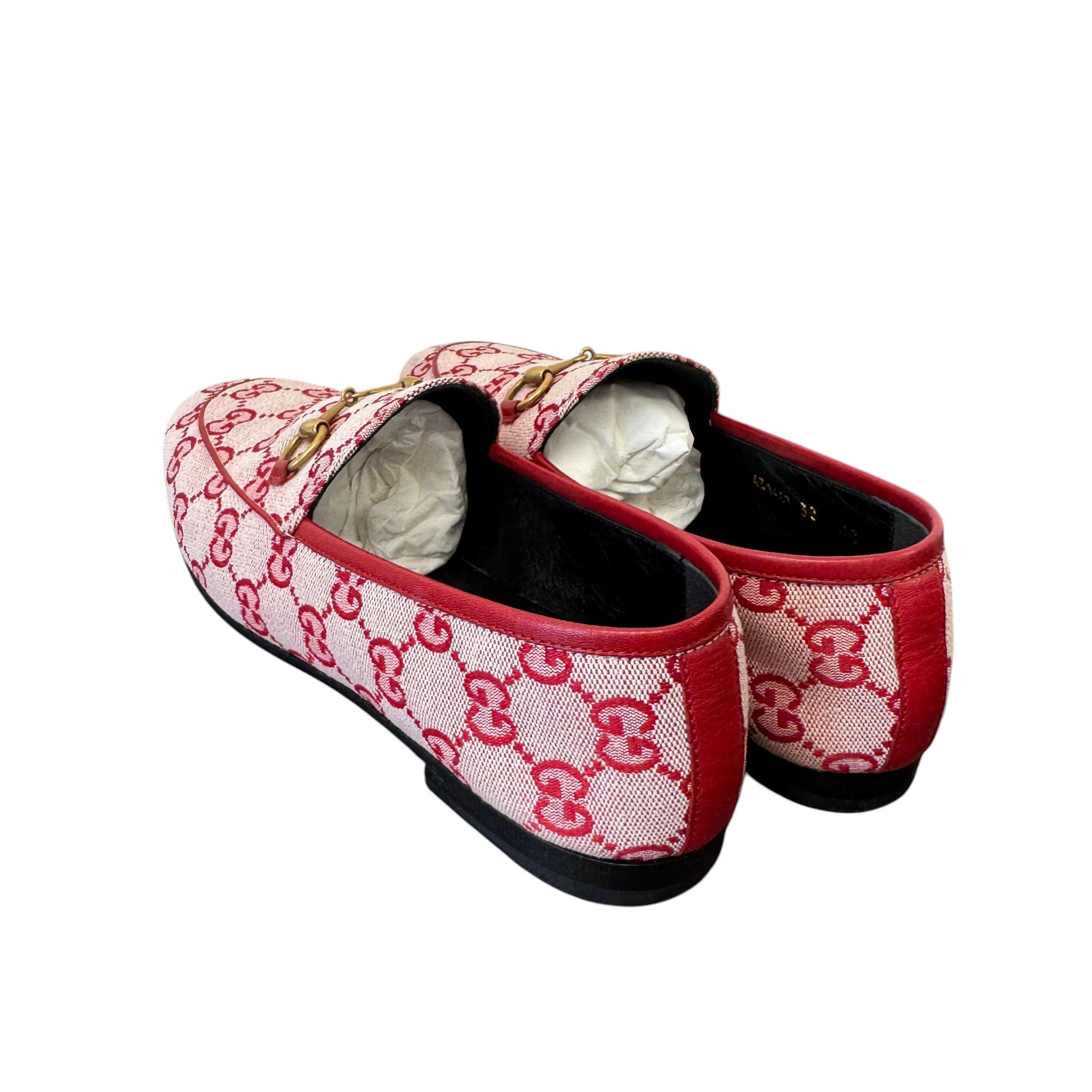 Women's Gg Monogram Jordaan Canvas Loafers Red Size EU 38 / UK 5