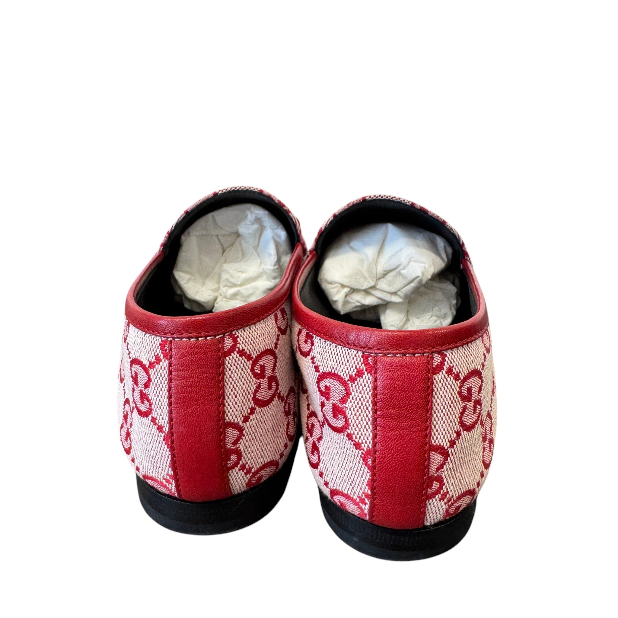 Women's Gg Monogram Jordaan Canvas Loafers Red Size EU 38 / UK 5
