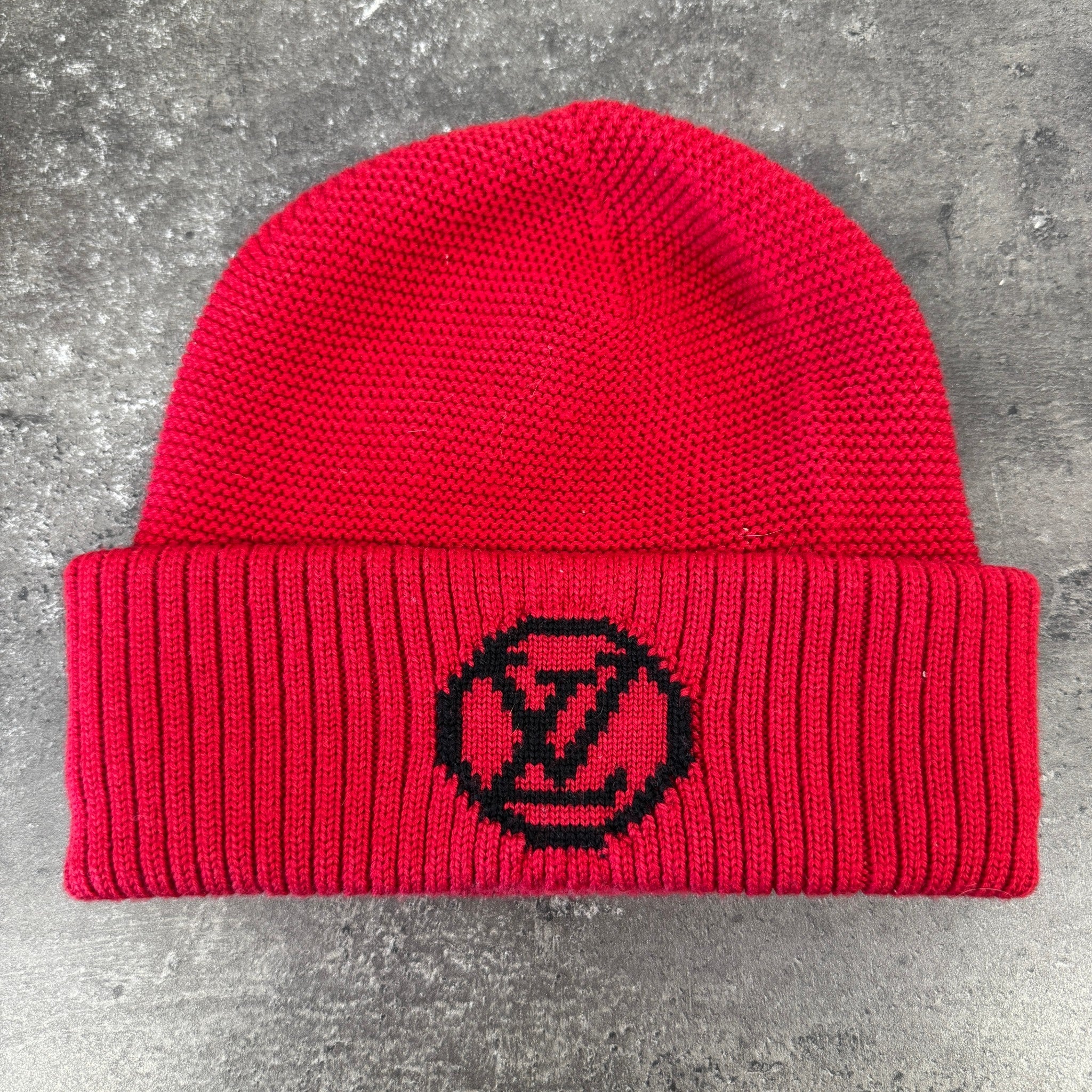 Men's Lv Wool Knit Hat Red