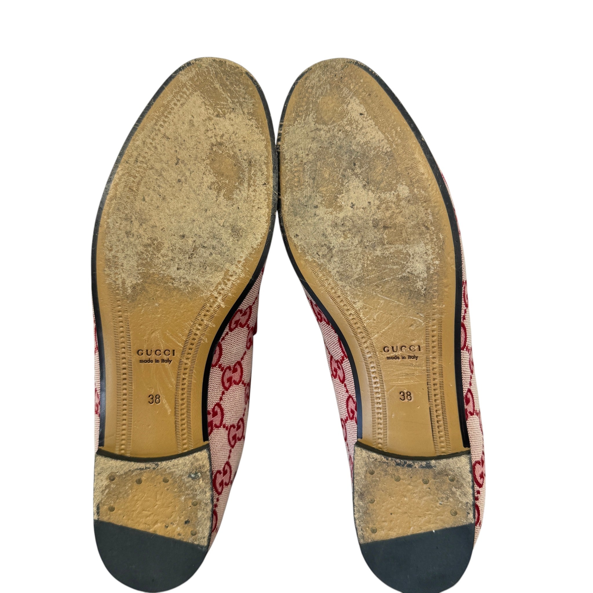 Women's Gg Monogram Jordaan Canvas Loafers Red Size EU 38 / UK 5