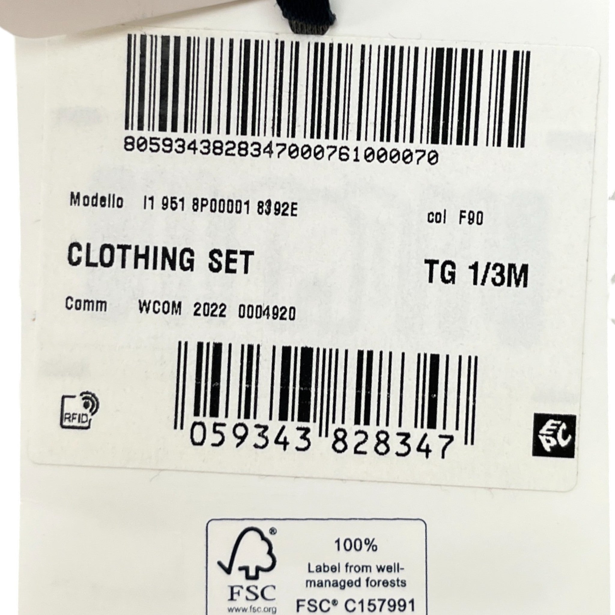 Men's Logo Print Baby 1-3 Months Top Grey Size XXS