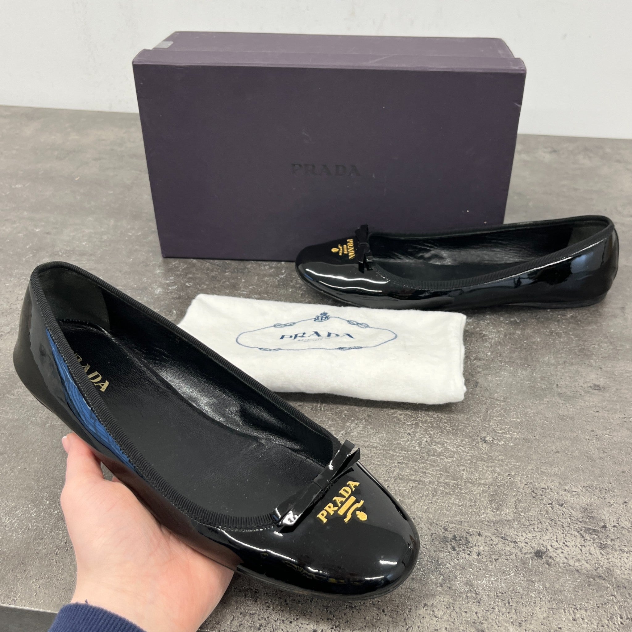 Women's Logo Ballet Flats Mules Black Size EU 40 / UK 7
