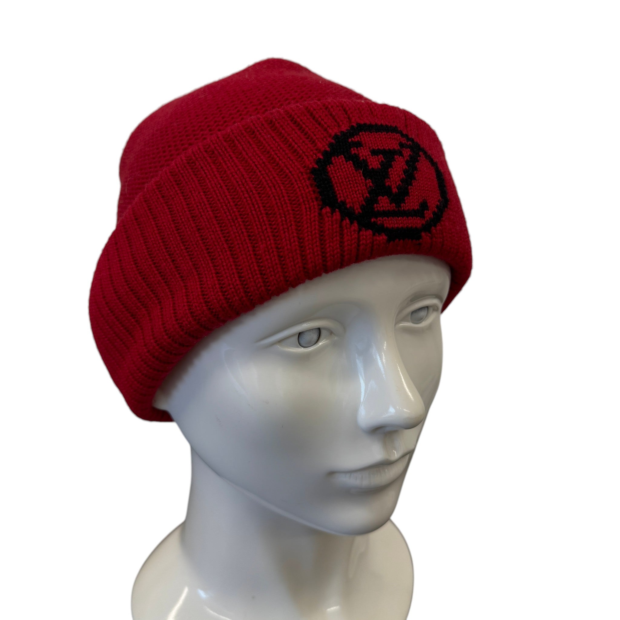 Men's Lv Wool Knit Hat Red
