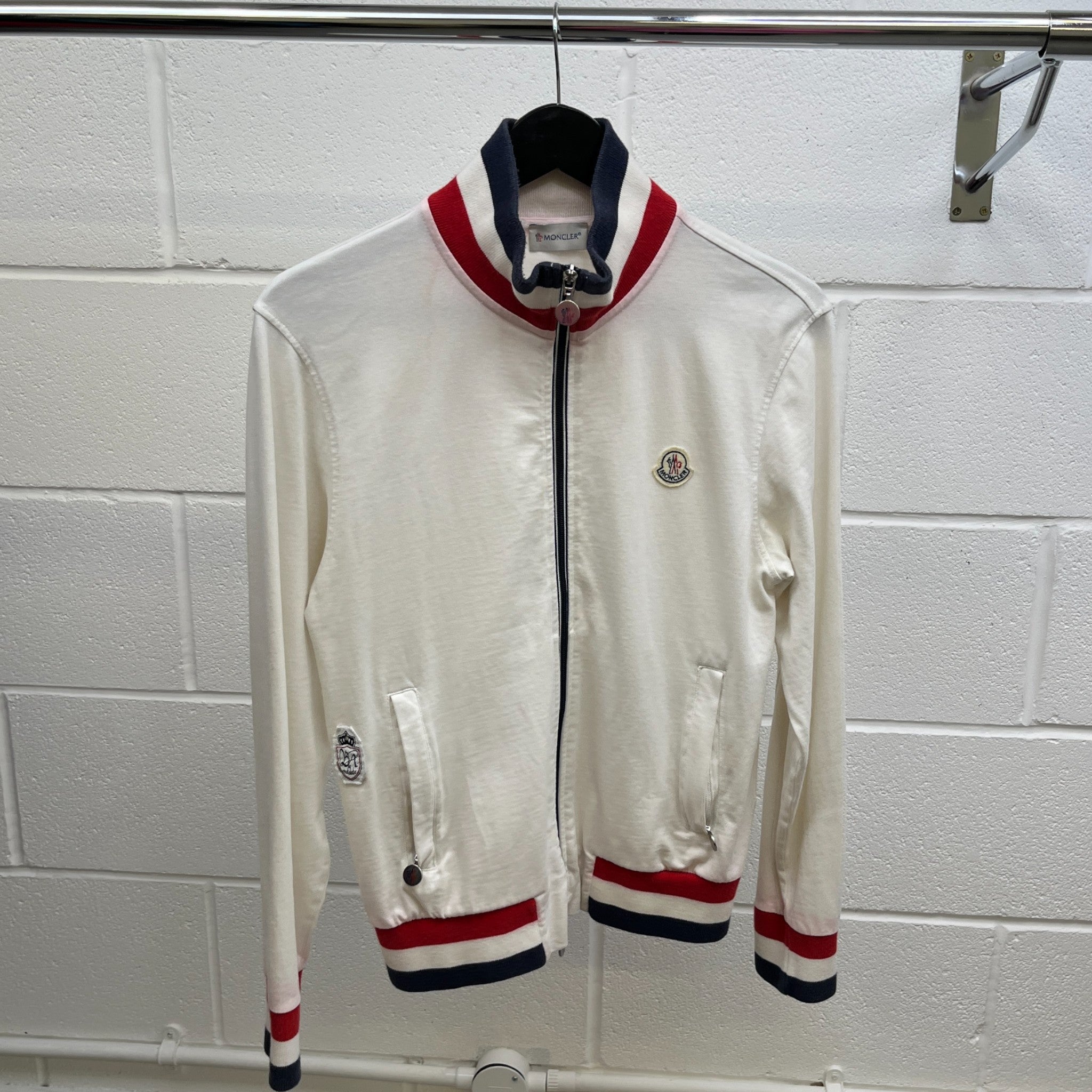 Men's Tricolor Stripe Jacket White Size S