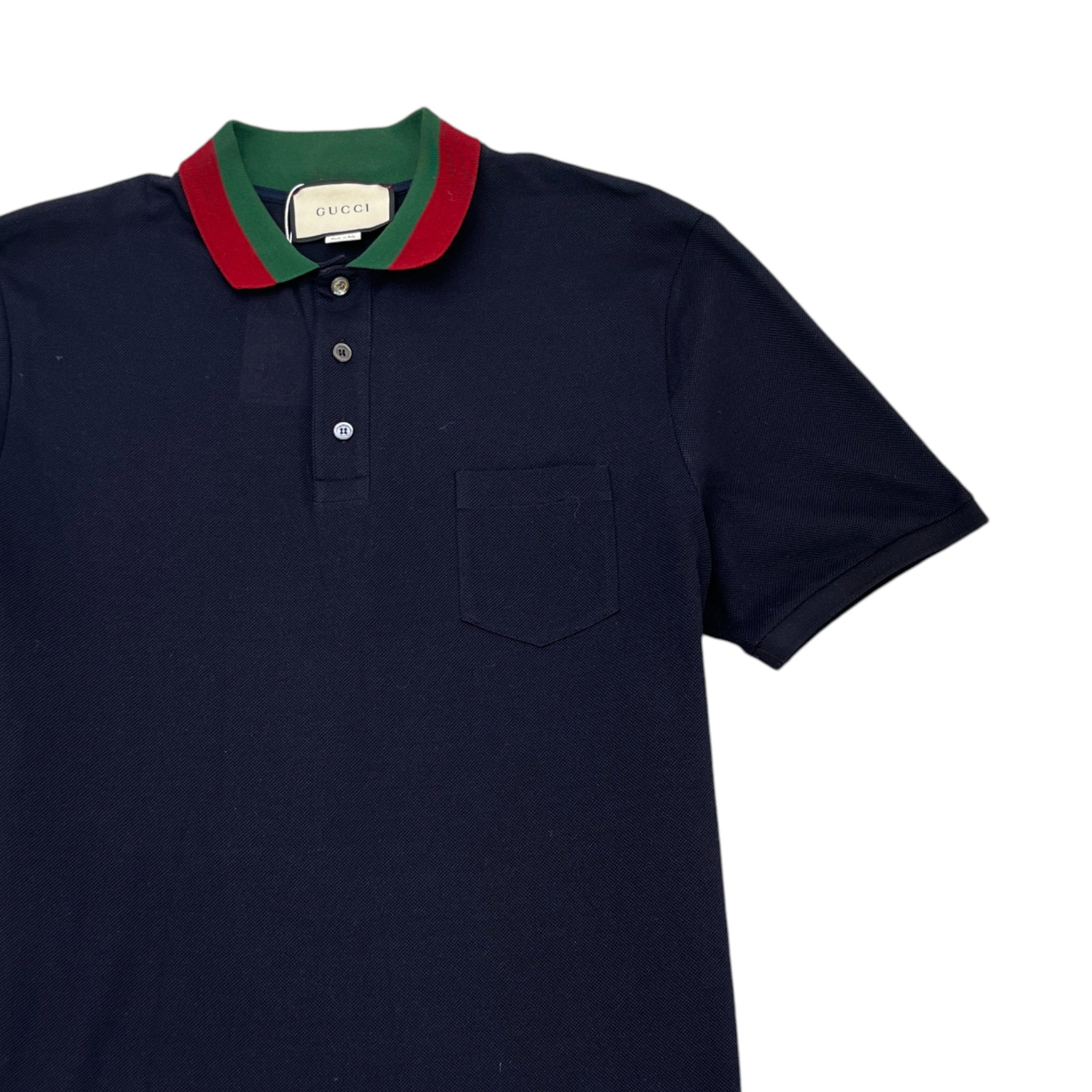 Men's Web Collar Stripe Polo Shirt Navy Size XXXL