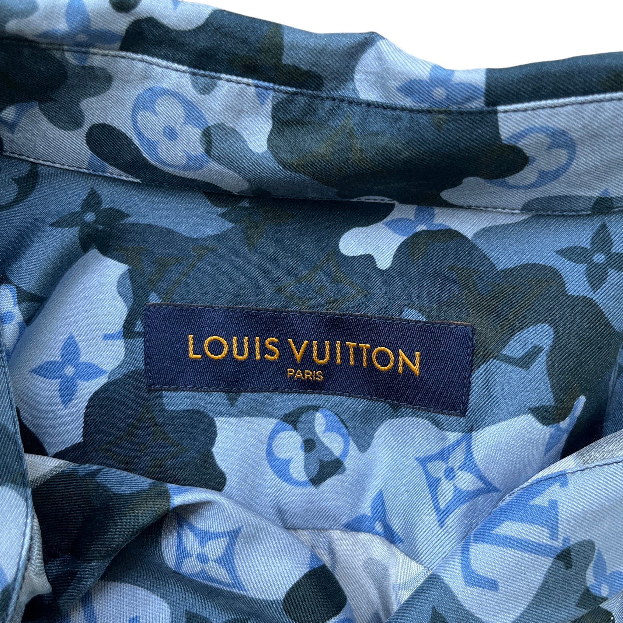 Men's Camo Monogram Shirt Blue Size M
