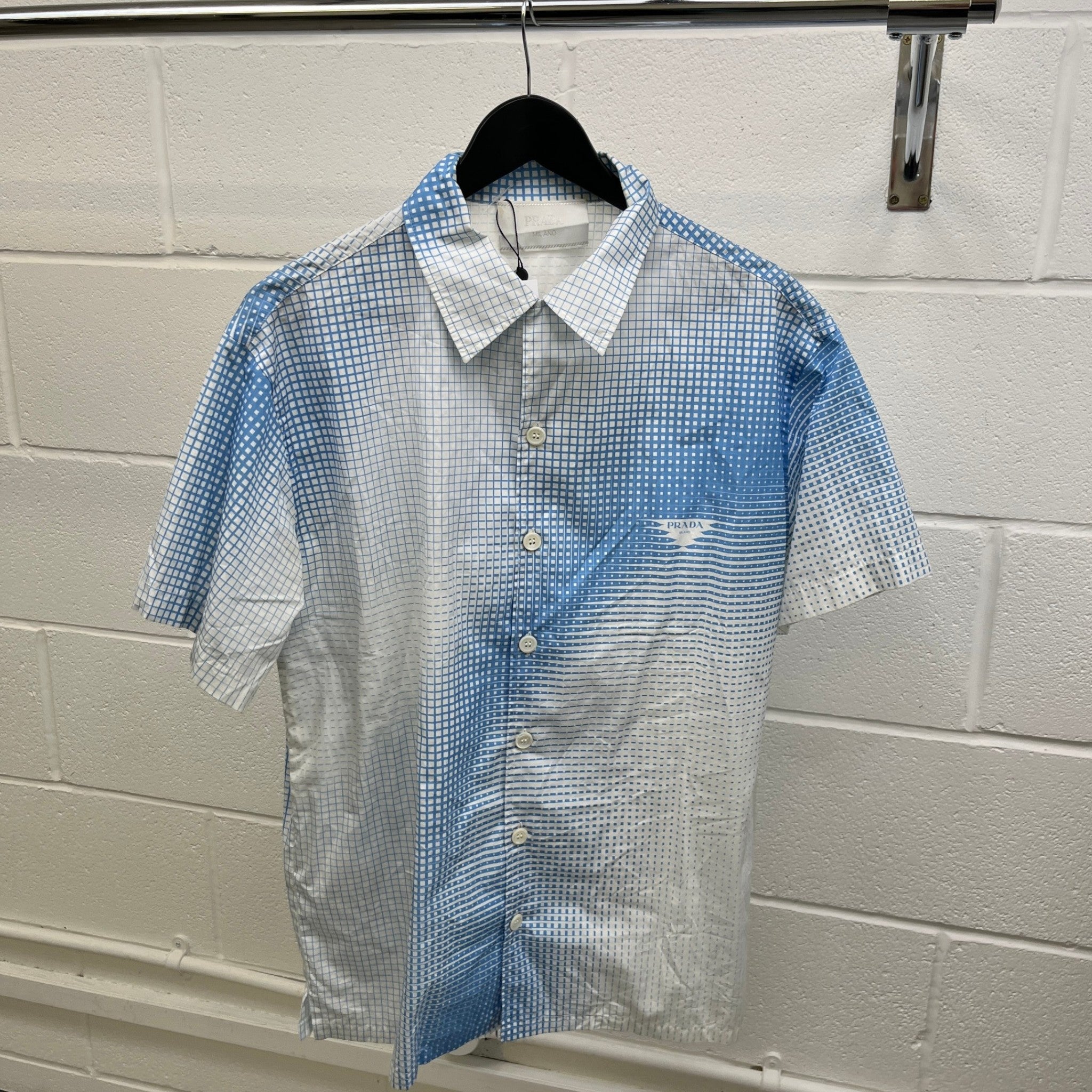 Men's Pixel Triangle Logo Short Sleeve Shirt Blue Size XL