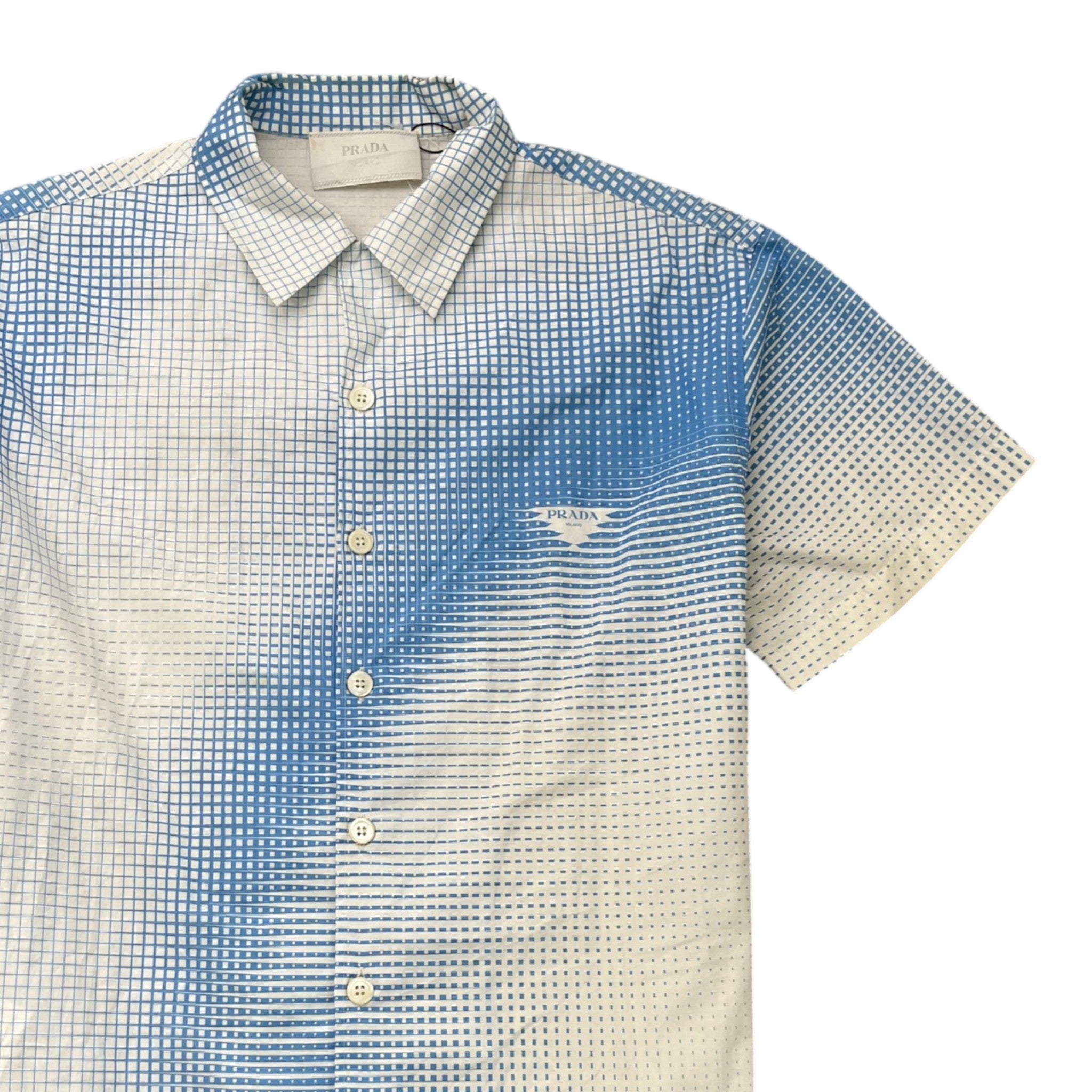 Men's Pixel Triangle Logo Short Sleeve Shirt Blue Size XL