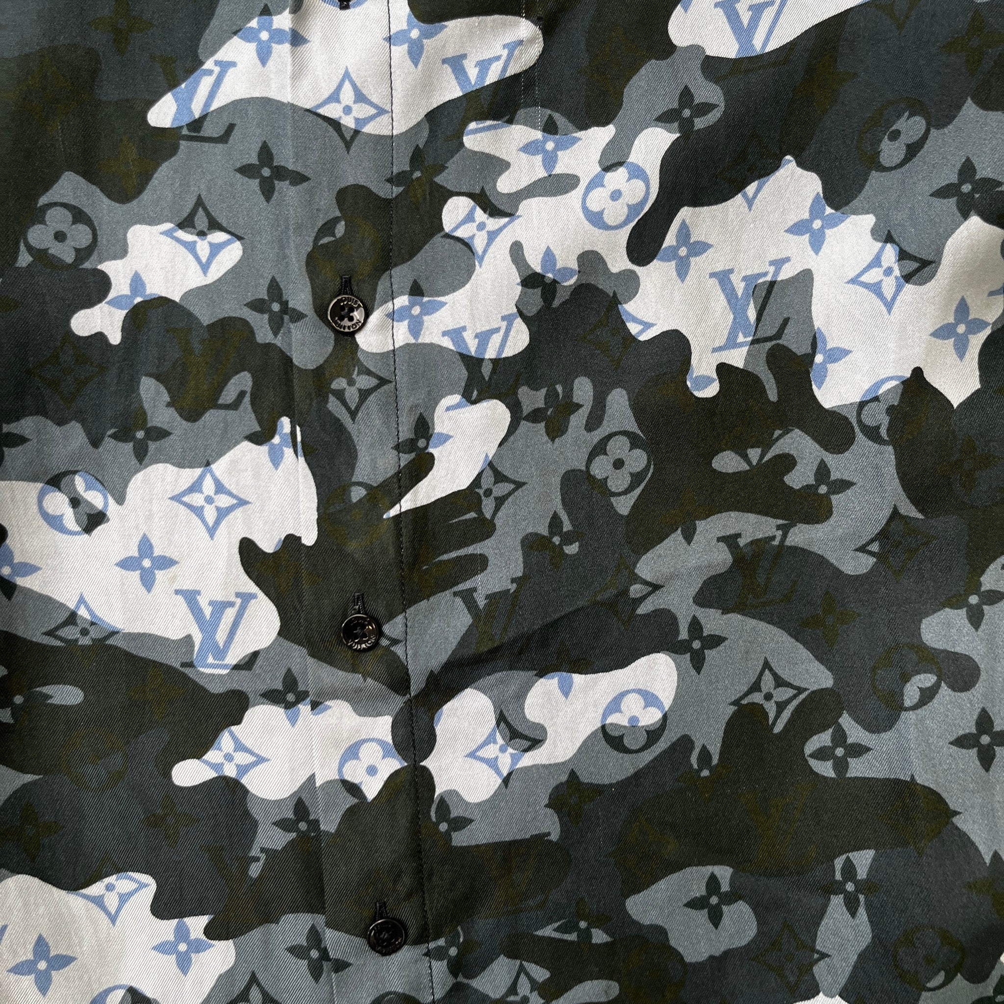 Men's Camo Monogram Shirt Blue Size M