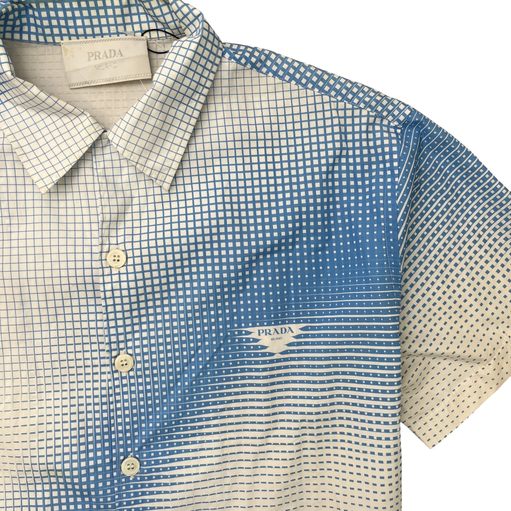 Men's Pixel Triangle Logo Short Sleeve Shirt Blue Size XL
