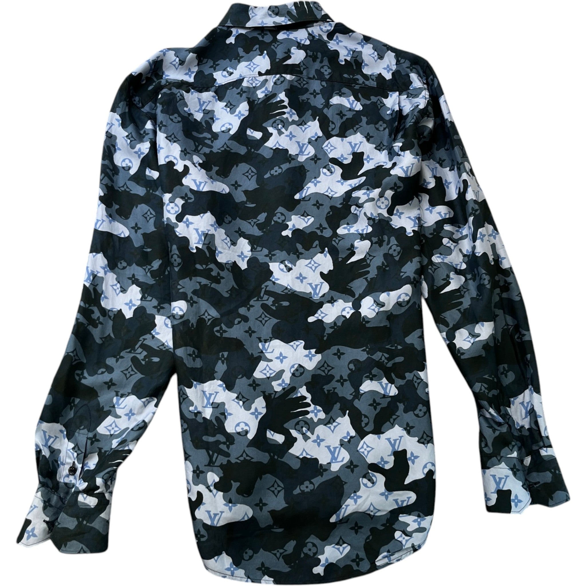 Men's Camo Monogram Shirt Blue Size M