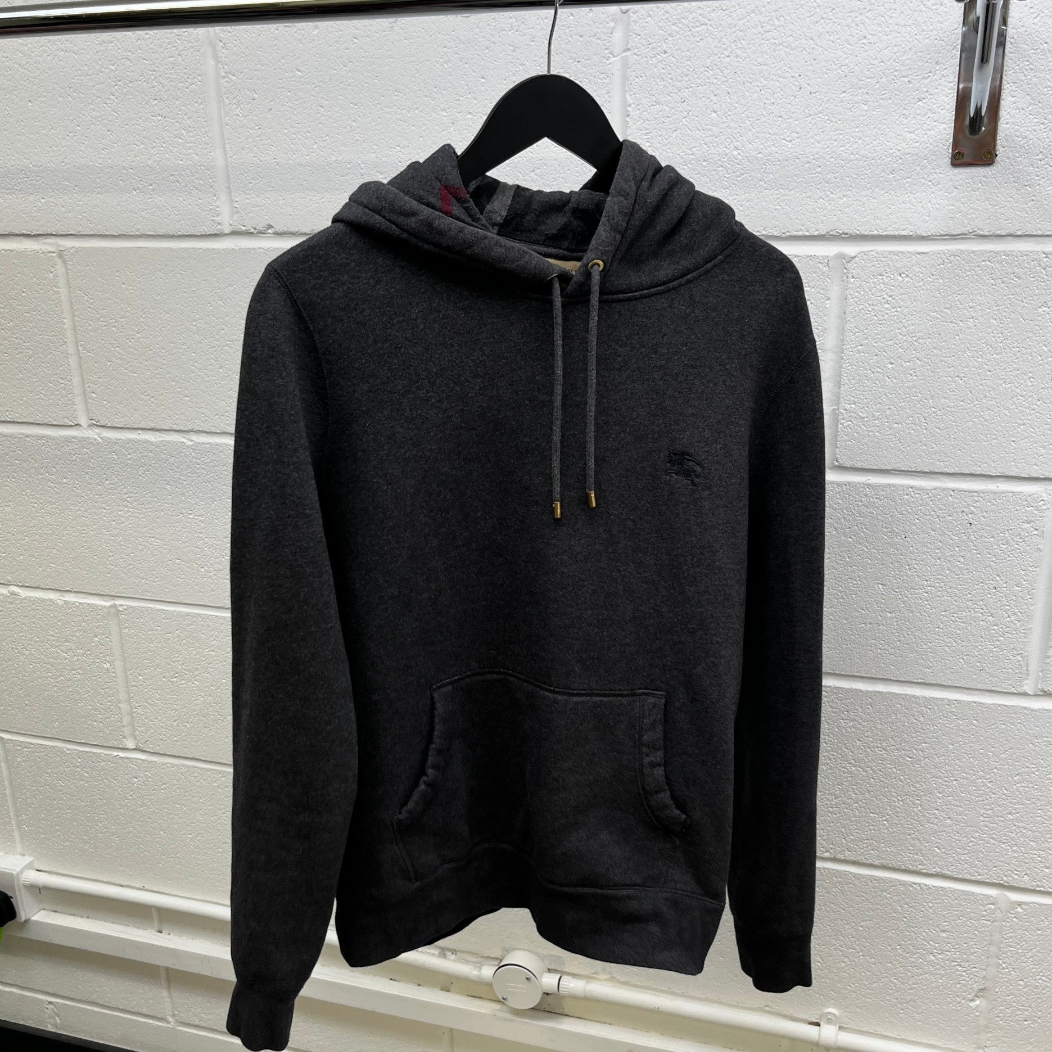 Men's Embroidered Logo Hoodie Grey Size M