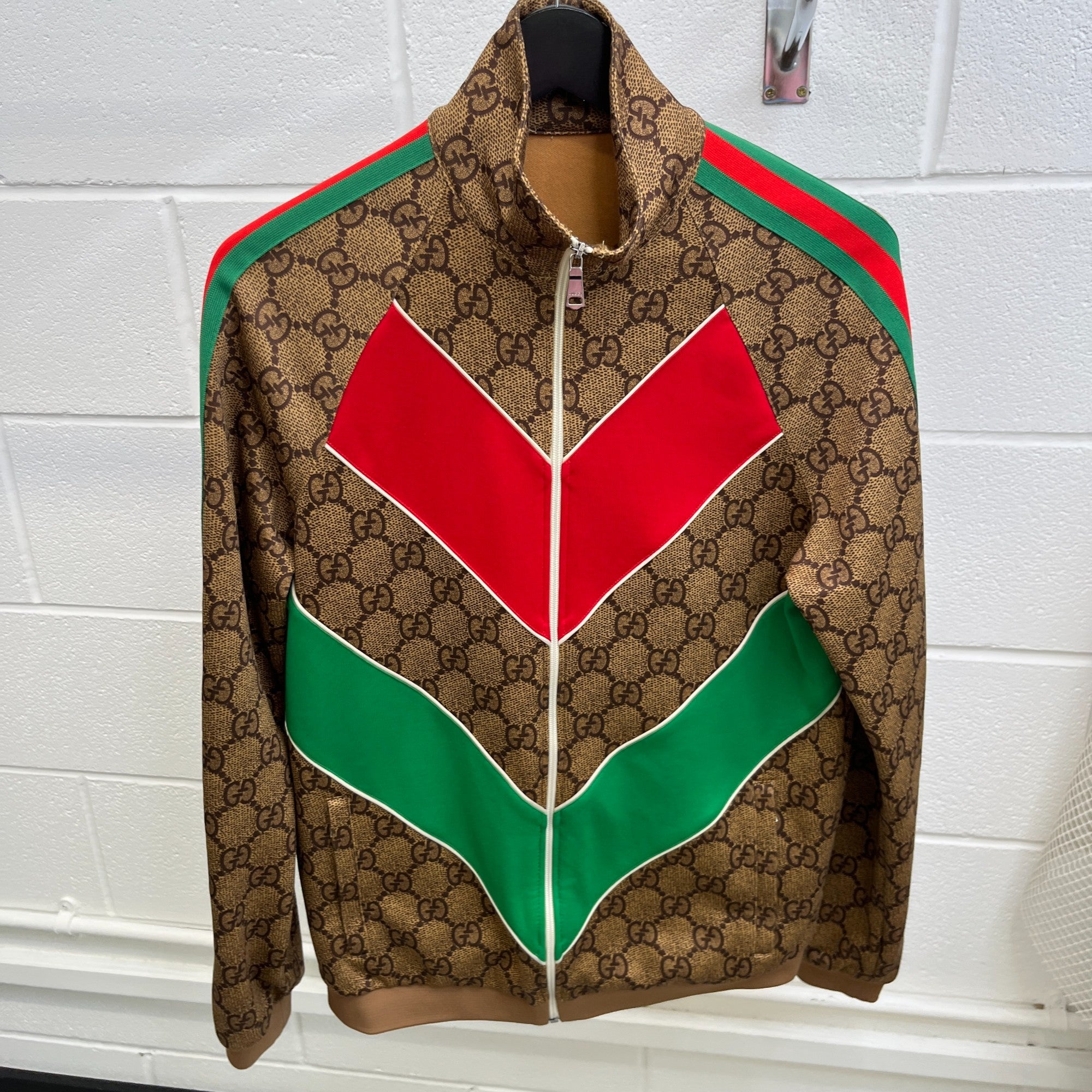 Men's Gg Supreme Panelled Track Jacket Beige Size M