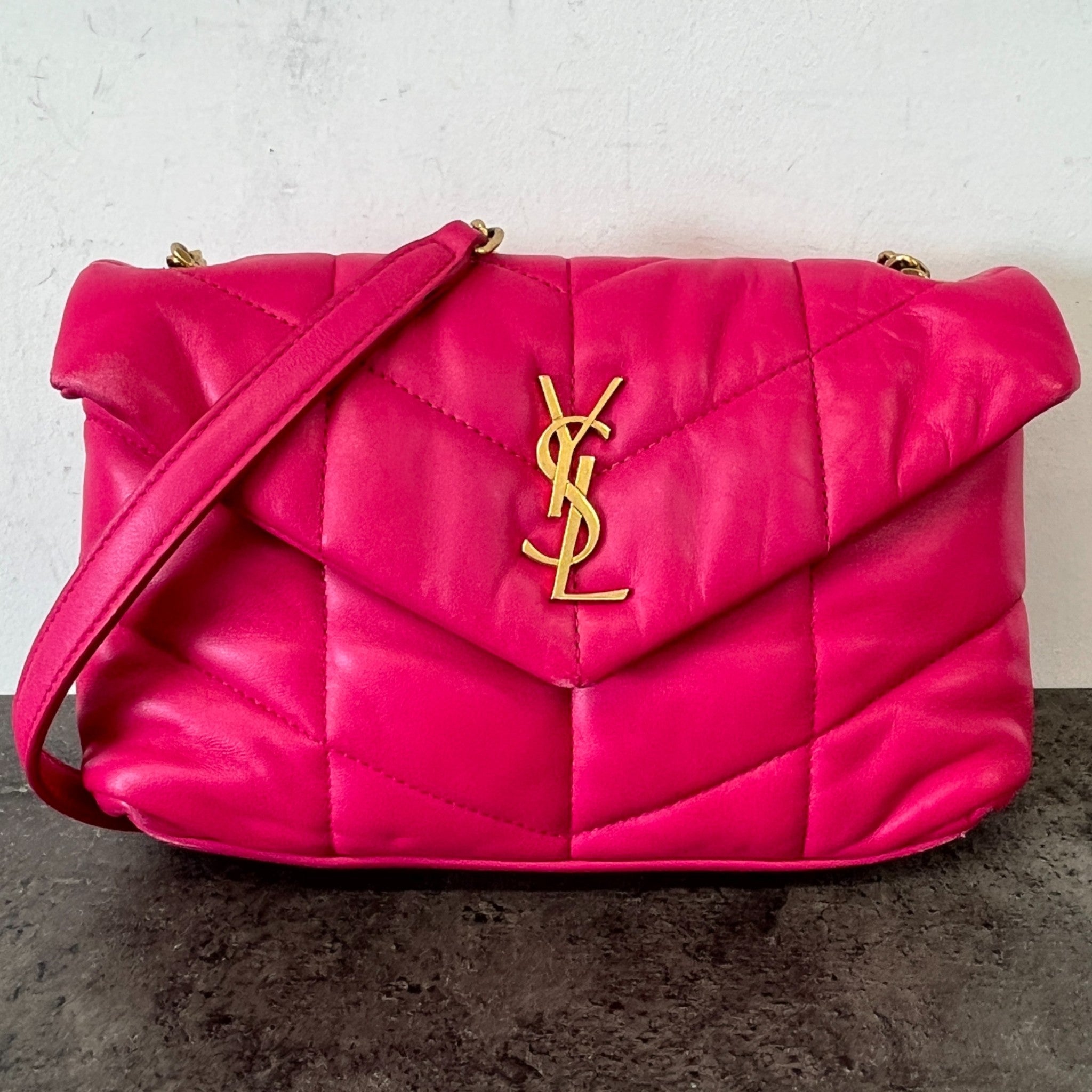 Women's Puffer Mini Leather Shoulder Bag Pink