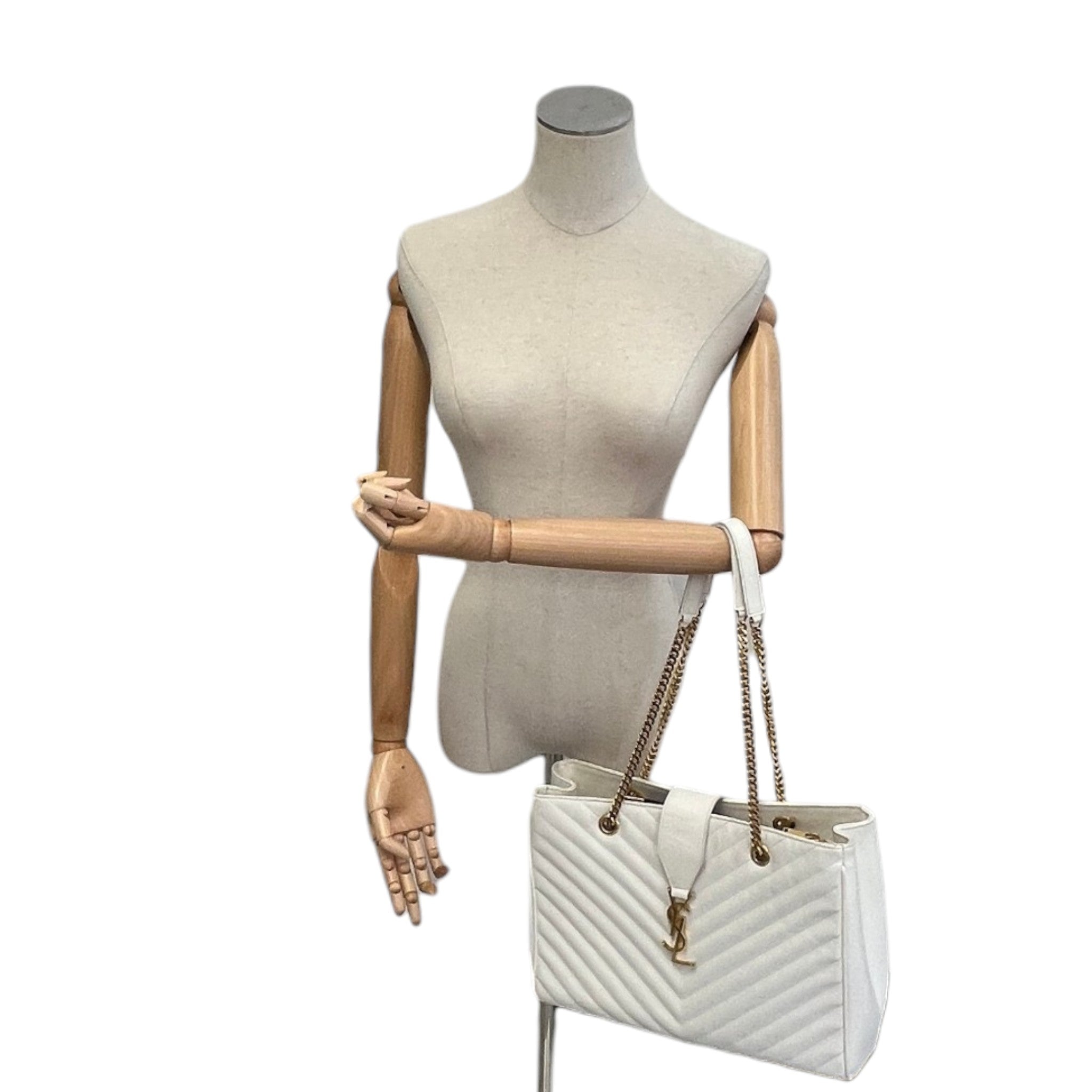 Women's Chevron Tote Bag White