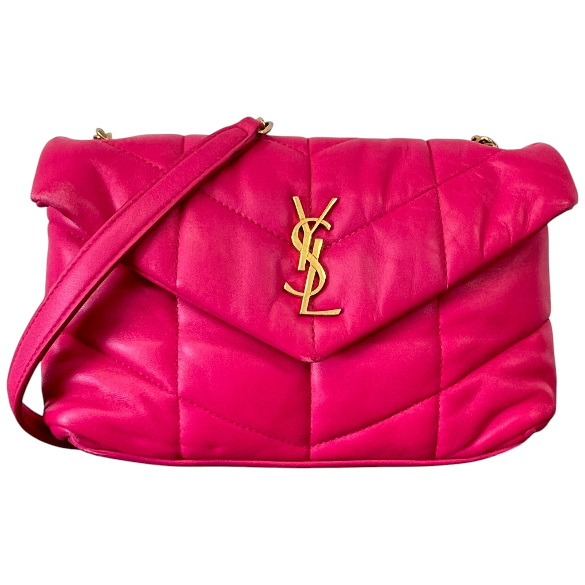 Women's Puffer Mini Leather Shoulder Bag Pink