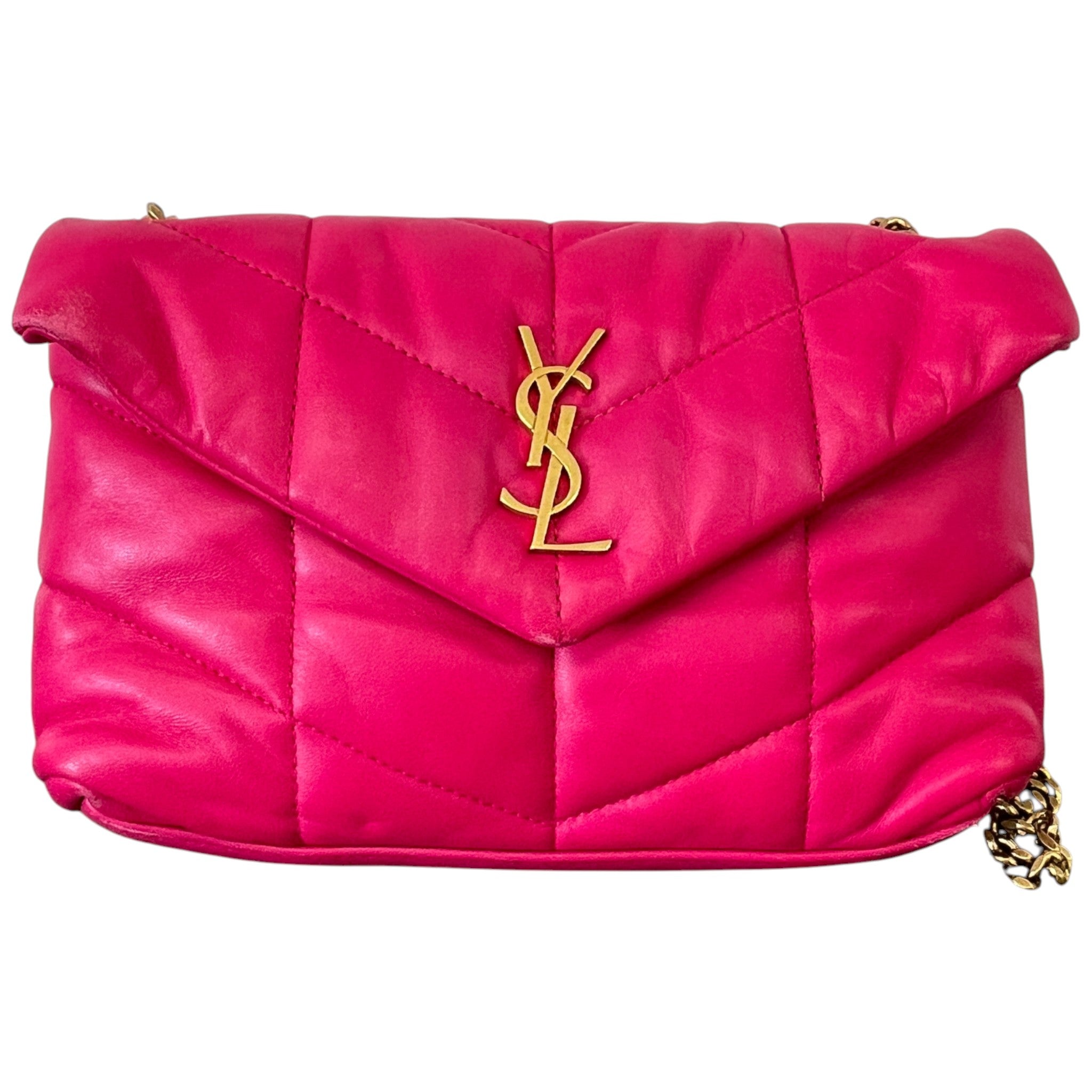Women's Puffer Mini Leather Shoulder Bag Pink