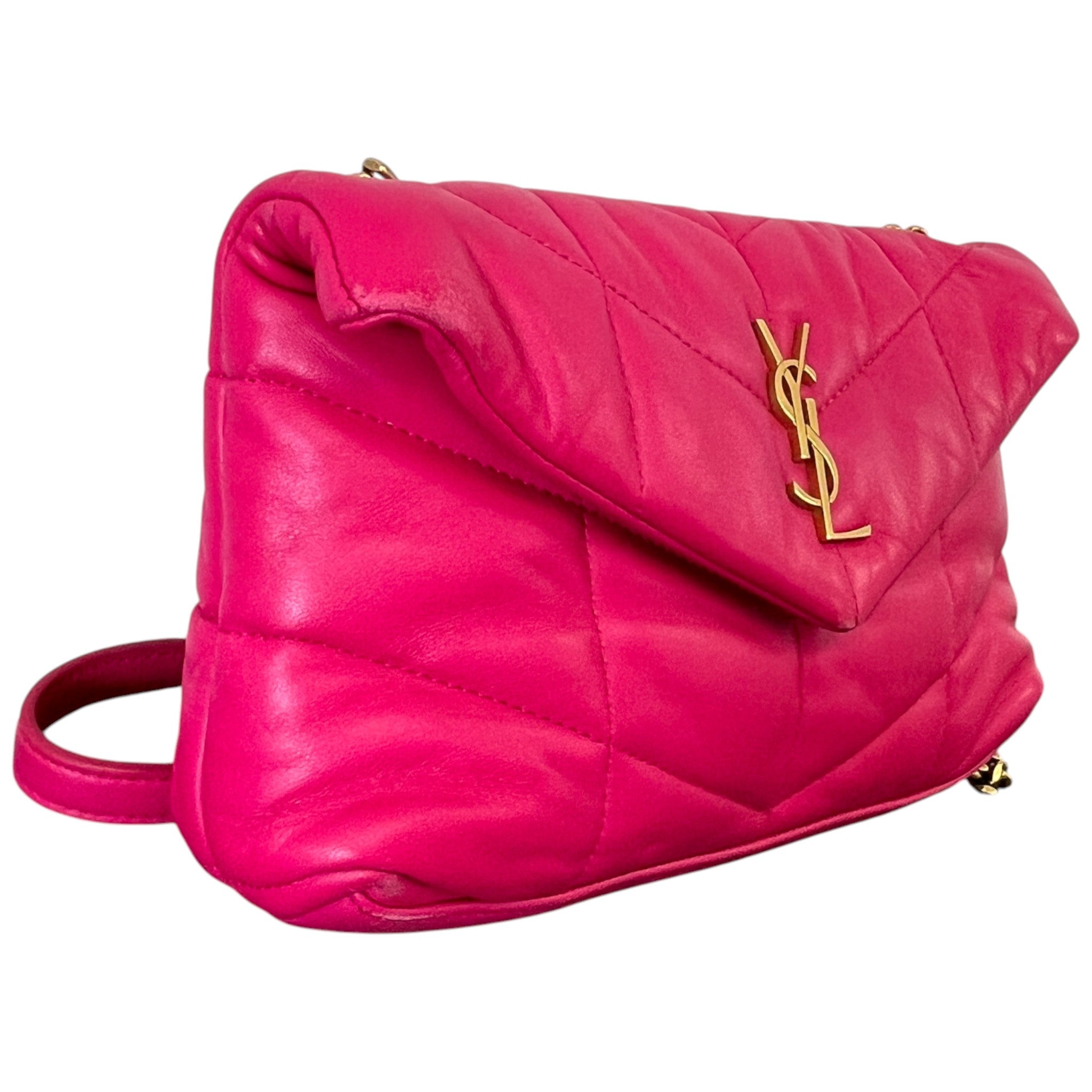 Women's Puffer Mini Leather Shoulder Bag Pink