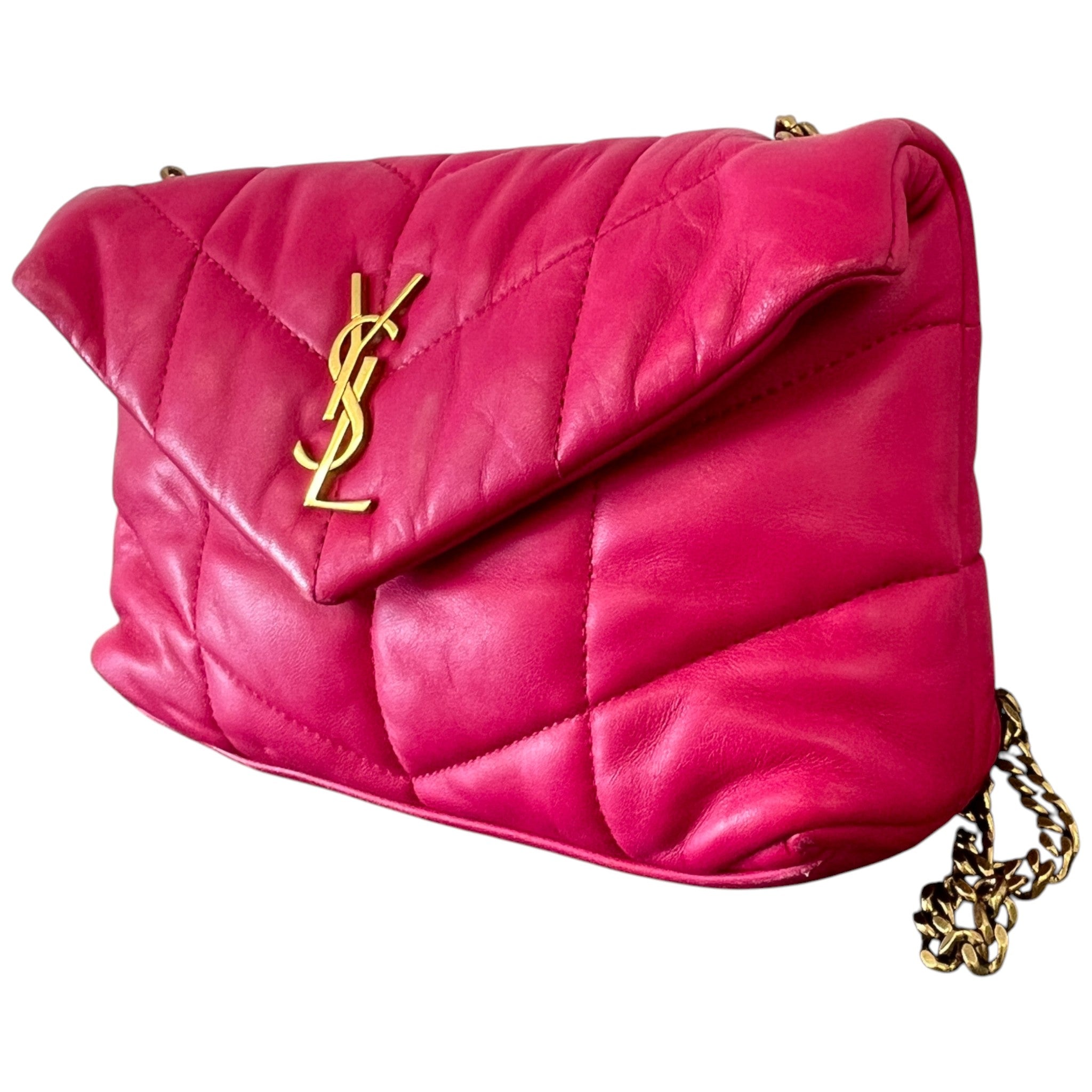 Women's Puffer Mini Leather Shoulder Bag Pink