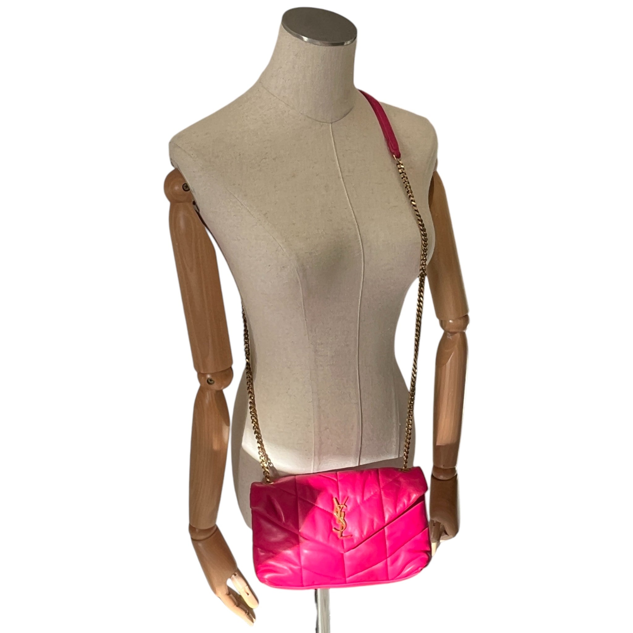 Women's Puffer Mini Leather Shoulder Bag Pink