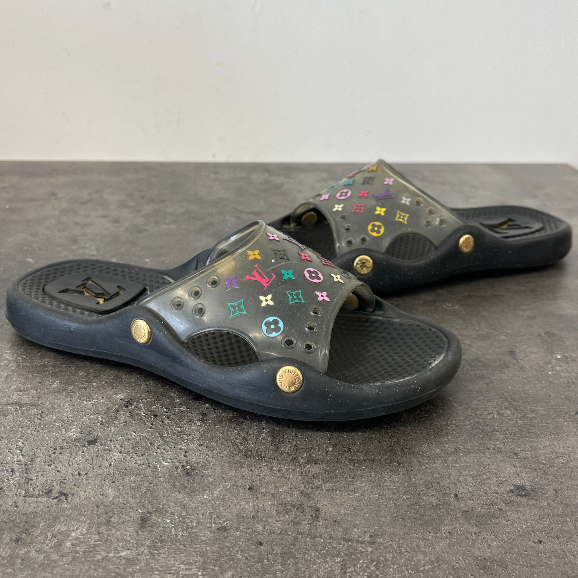 Women's Multicolor Monogram Murakami Slides Black Size EU 37 / UK 4