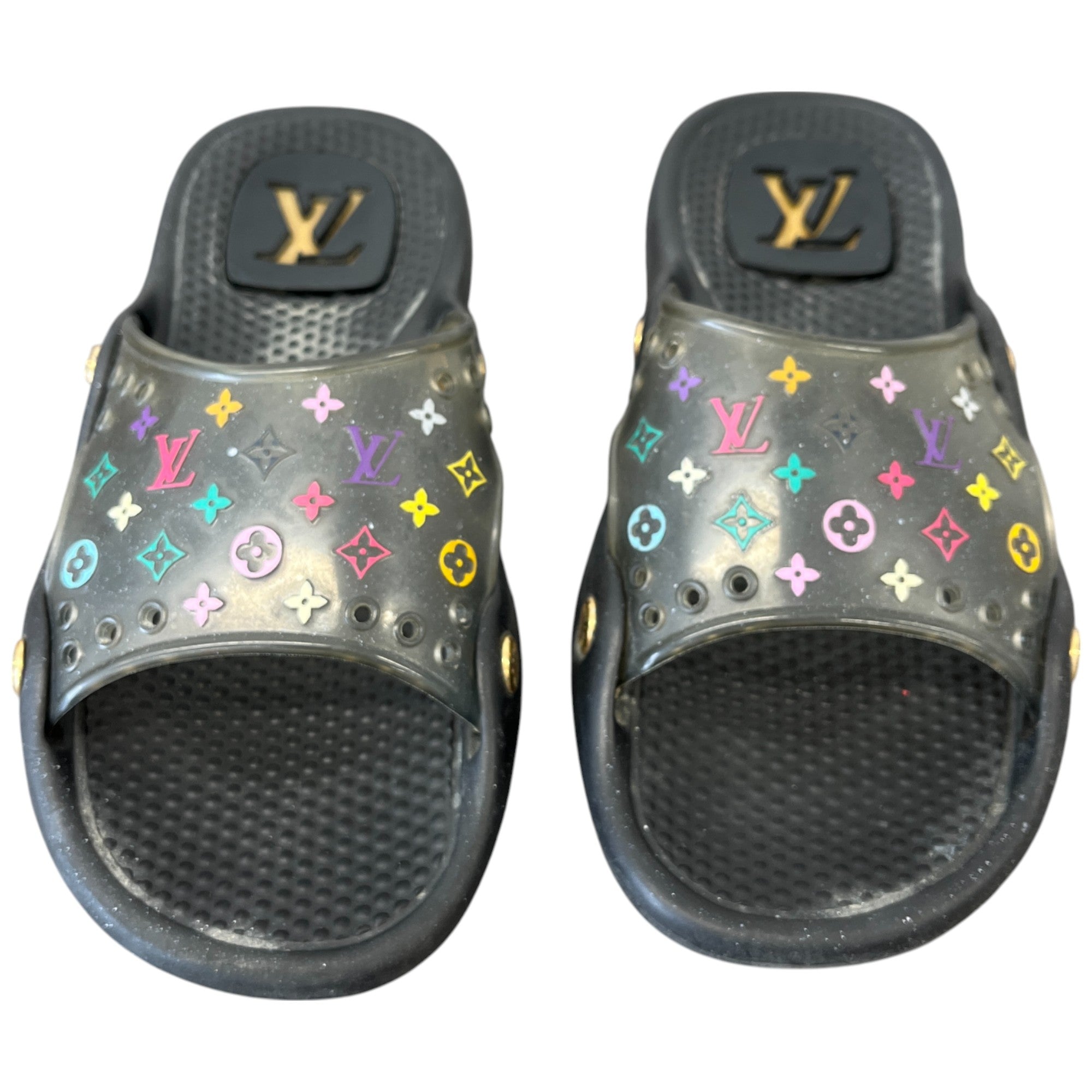 Women's Multicolor Monogram Murakami Slides Black Size EU 37 / UK 4