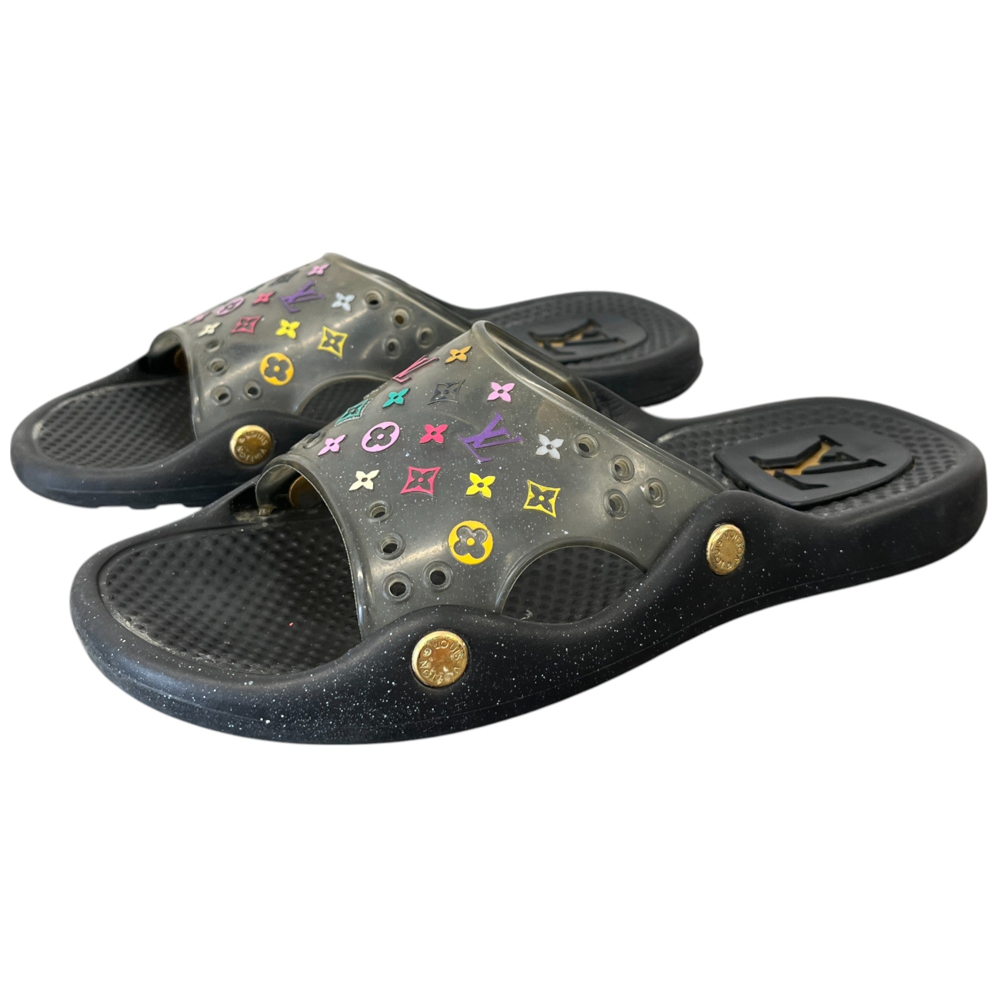 Women's Multicolor Monogram Murakami Slides Black Size EU 37 / UK 4