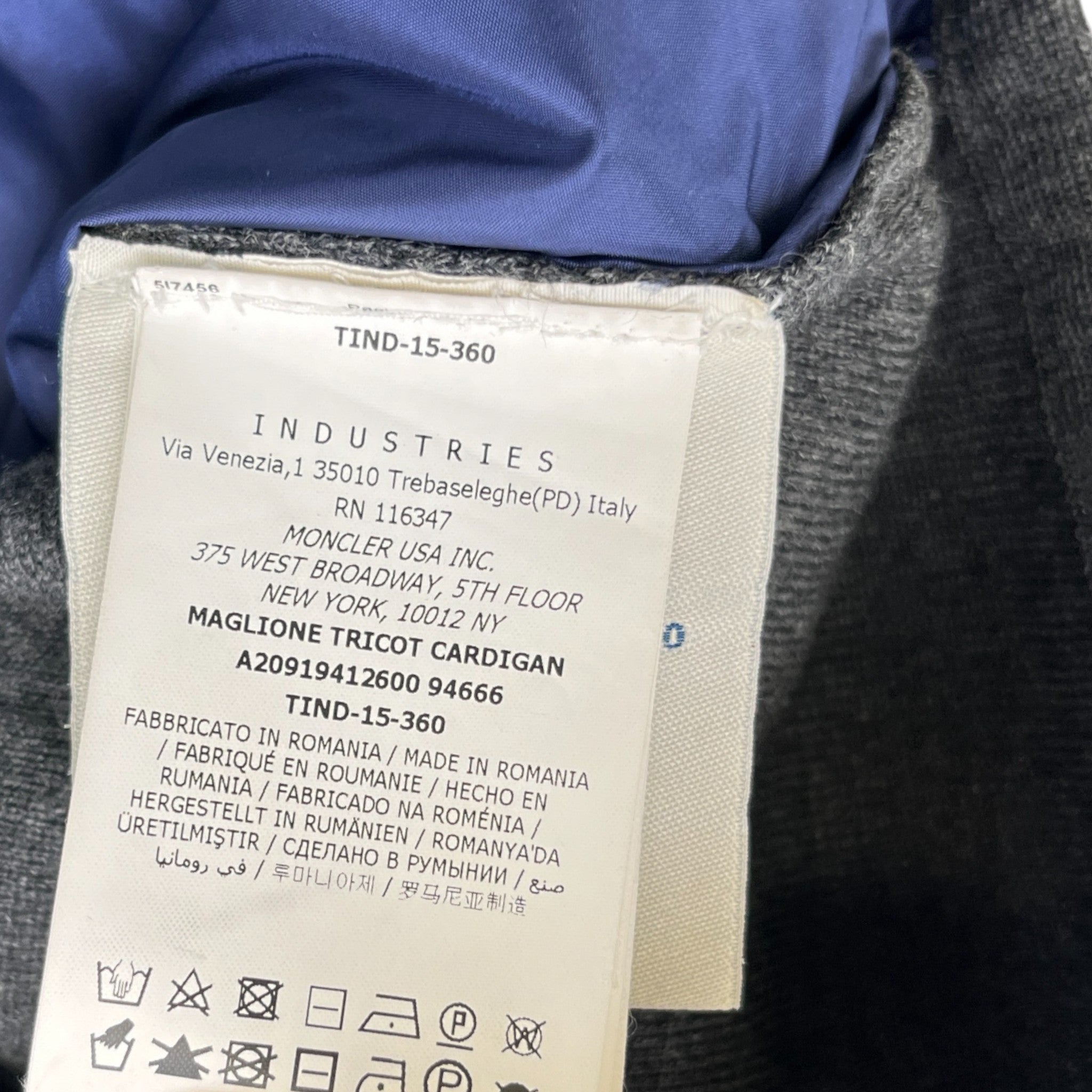 Men's Maglione Tricot Jacket Navy Size S