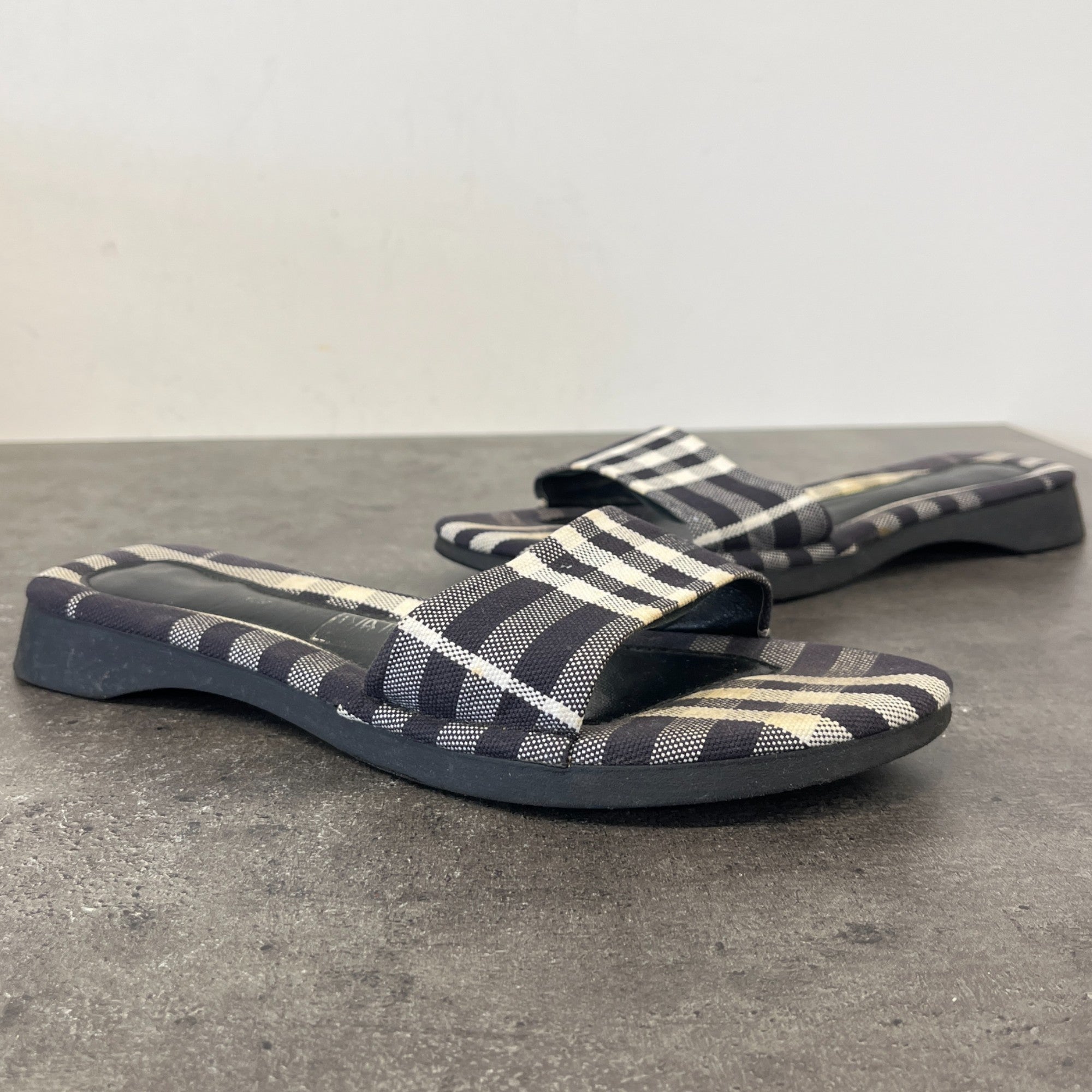 Women's Checkered Slides Navy Size EU 37.5 / UK 4.5