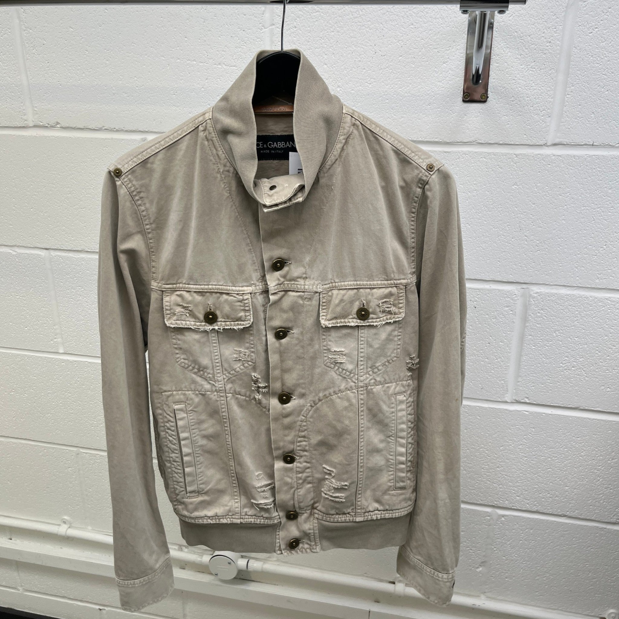 Men's Utility Logo Denim Jacket Beige Size IT 44 / XS